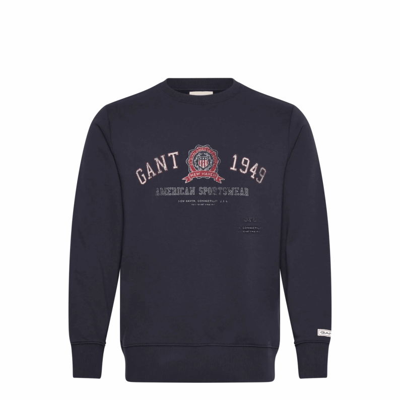 Navy blue sweatshirt with GANT logo on a white background