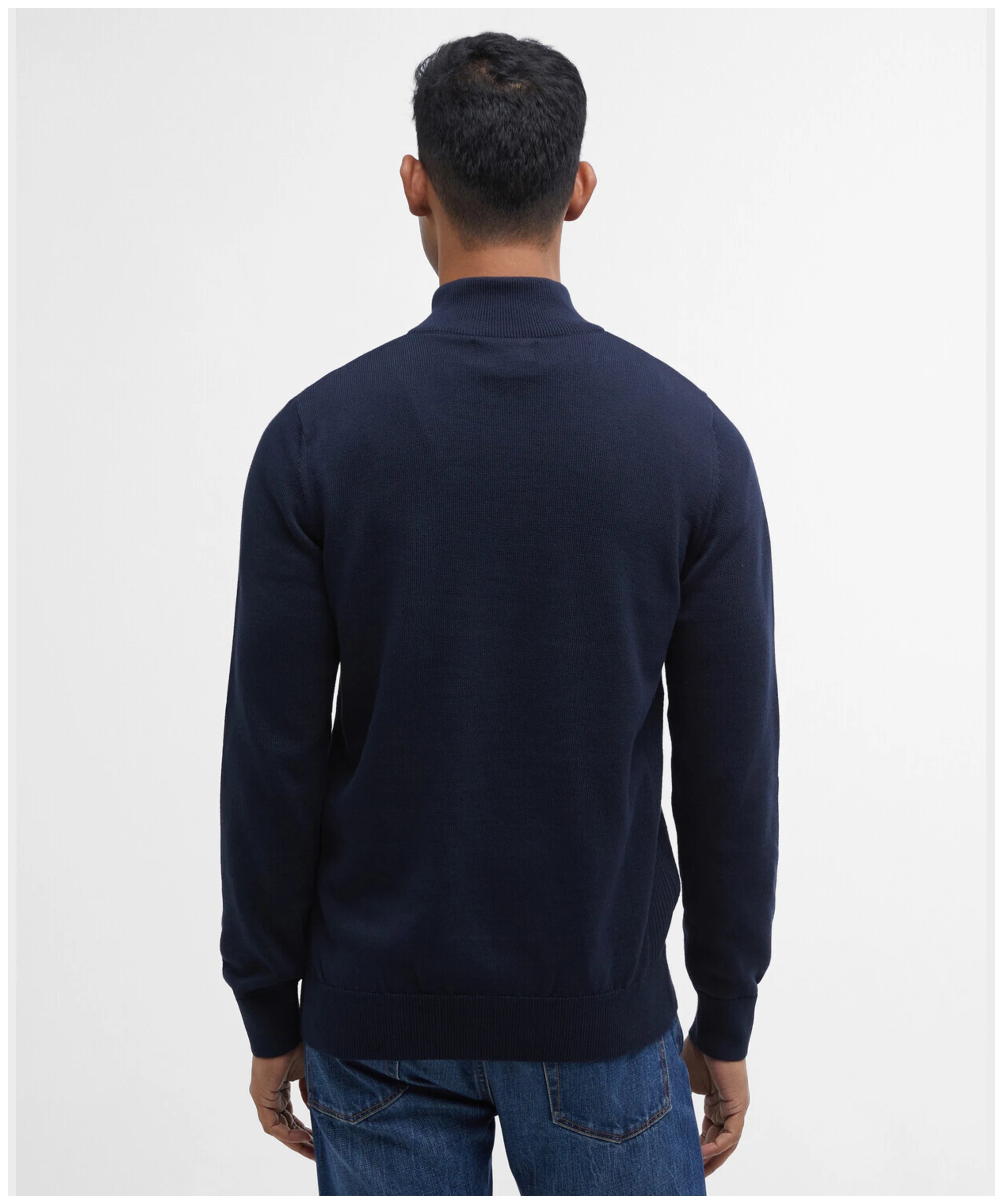 Barbour Cotton Half Zip Sweater in Navy MKN1074
