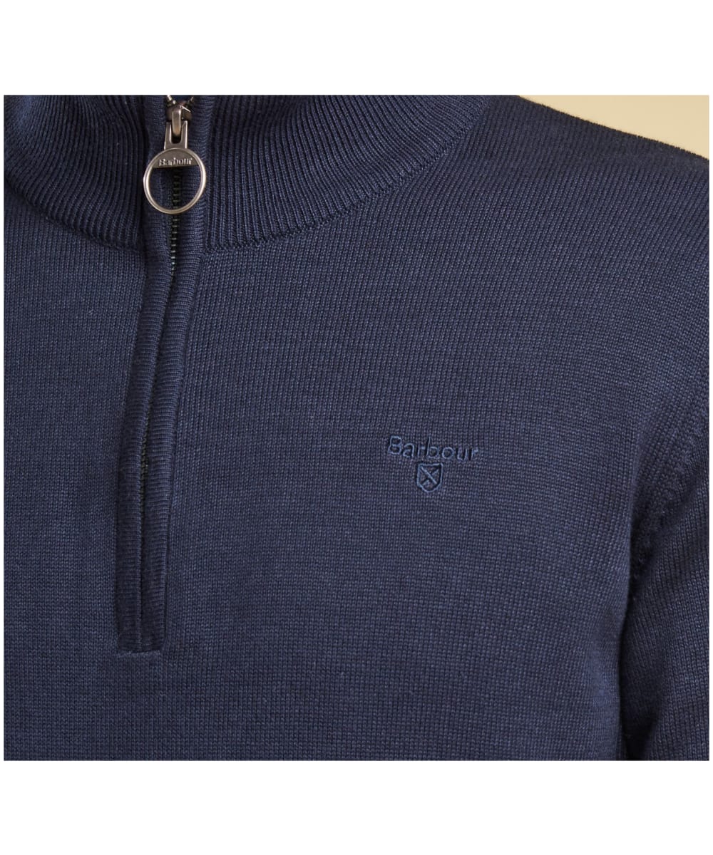 Barbour Cotton Half Zip Sweater in Navy MKN1074