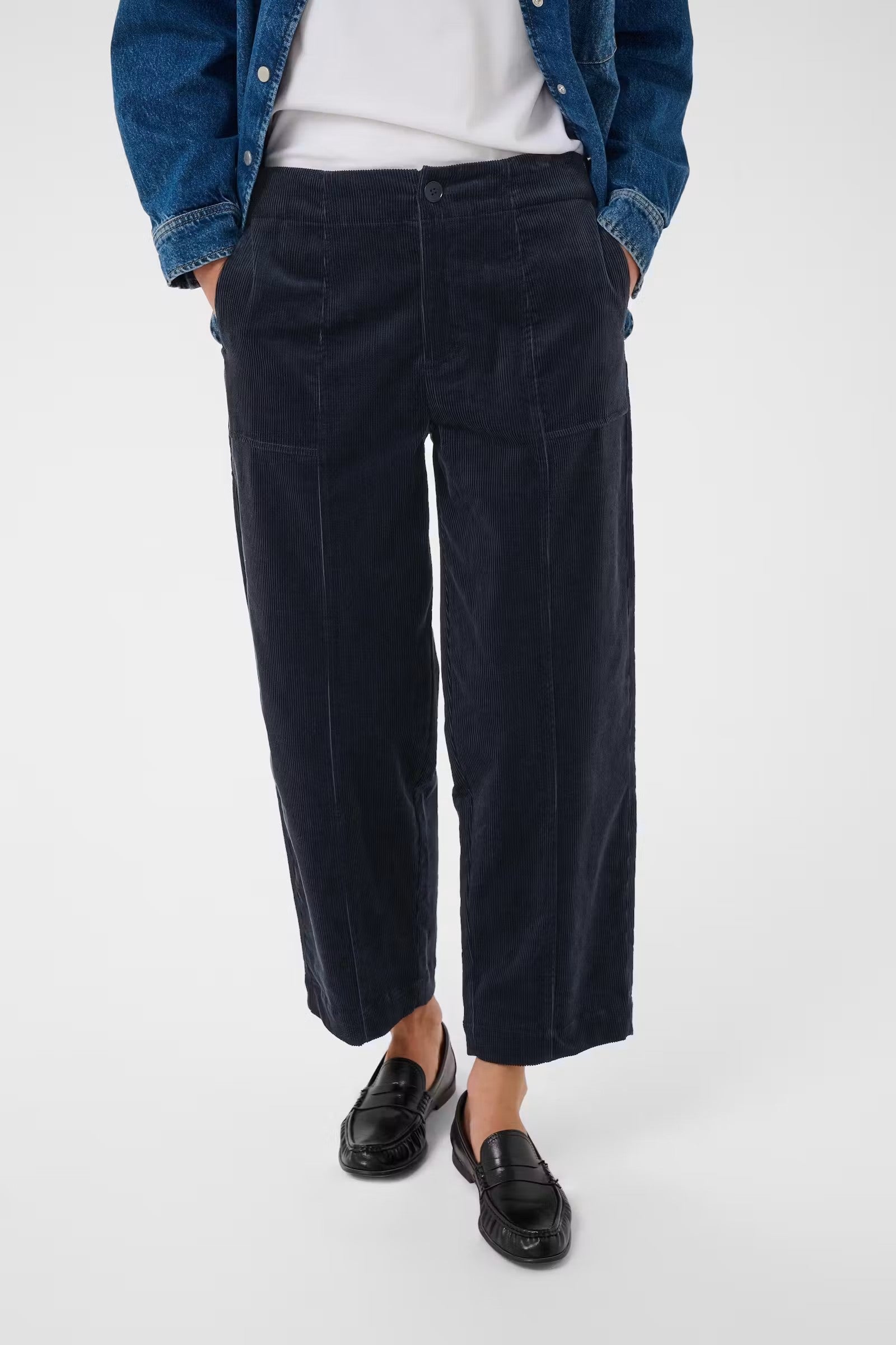 Part Two Netta Corduroy Trousers In Dark Navy 30310895