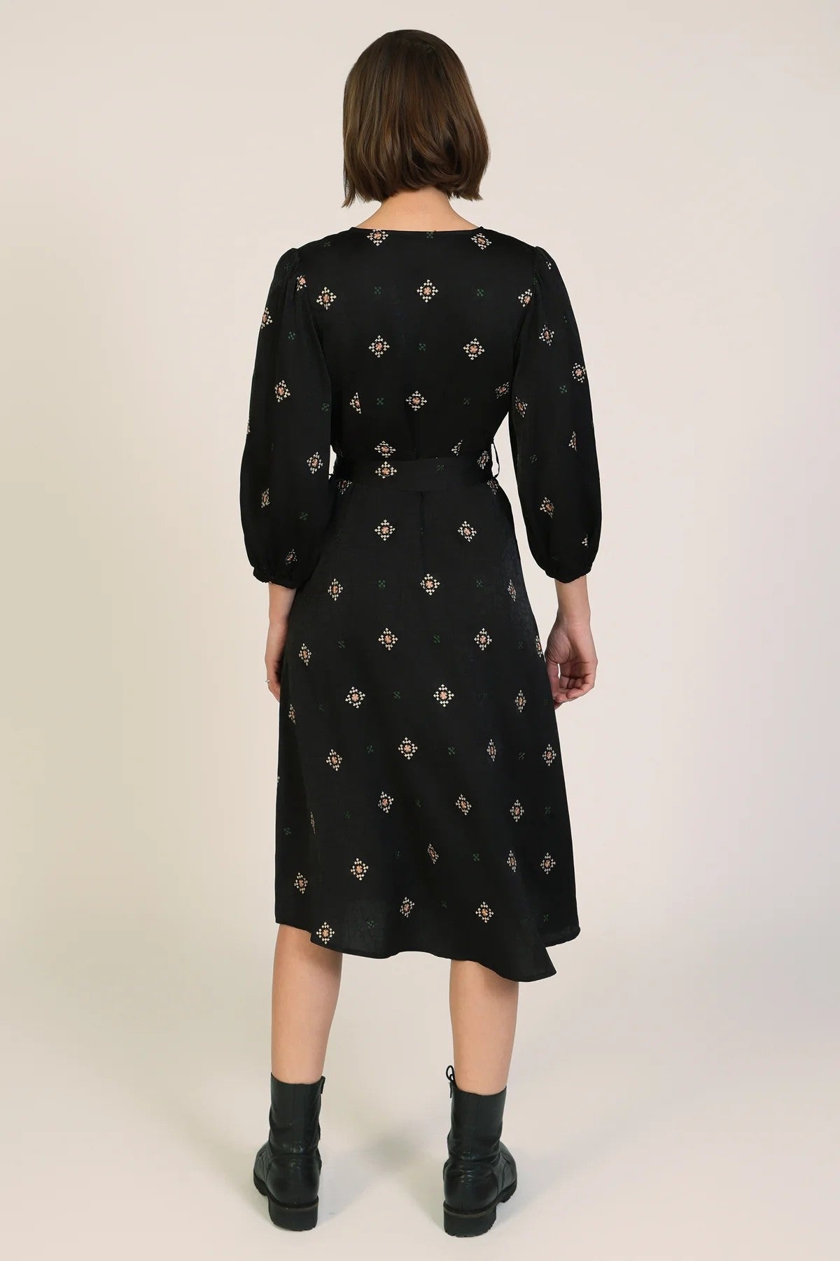Traffic People Sacred Silence Lulu  Embroidered Midi Dress In Black
