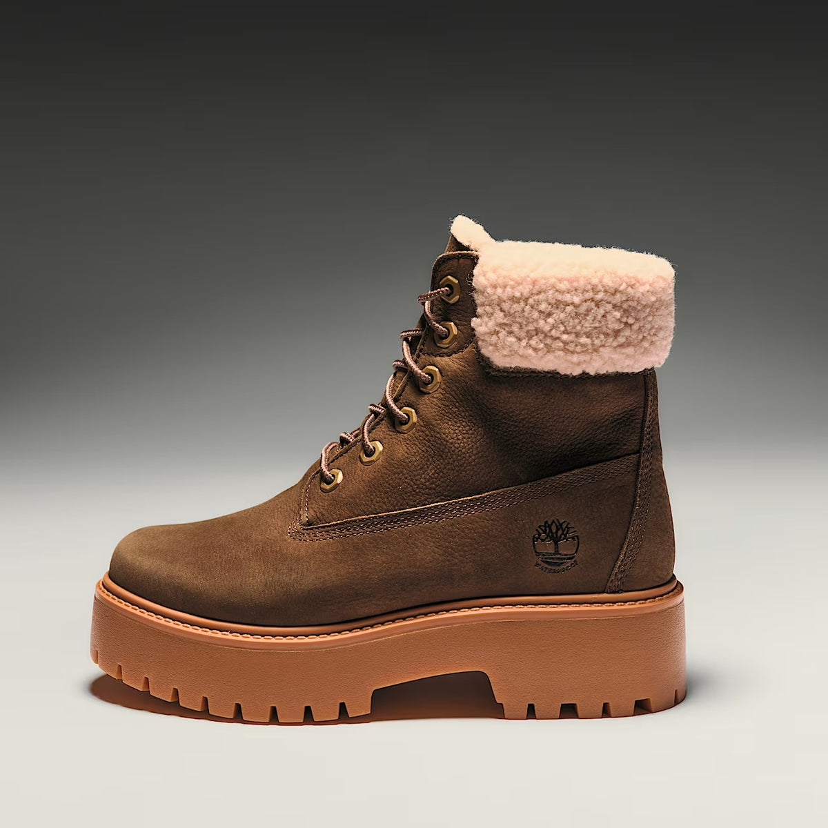 Timberland Stone Street Platform Warm-Lined Waterproof Boot for Women in Dark Brown