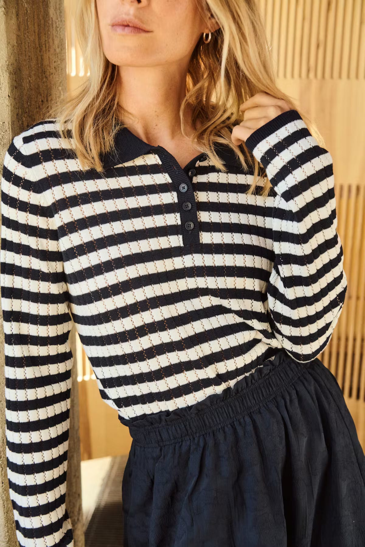 Part Two Zaria Knit Jumper In Dark Navy Stripe