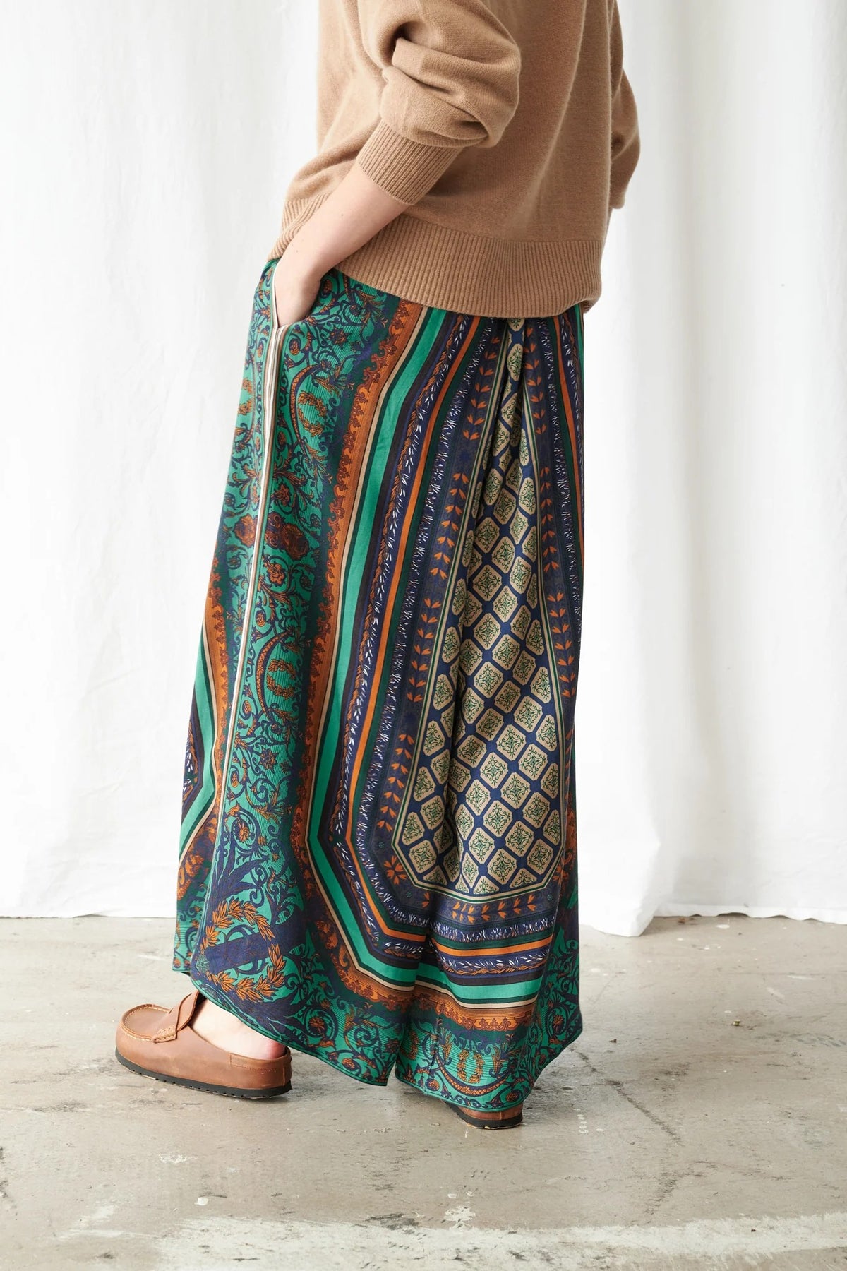 One Hundred Stars Amulet Emerald Palazzo Trousers