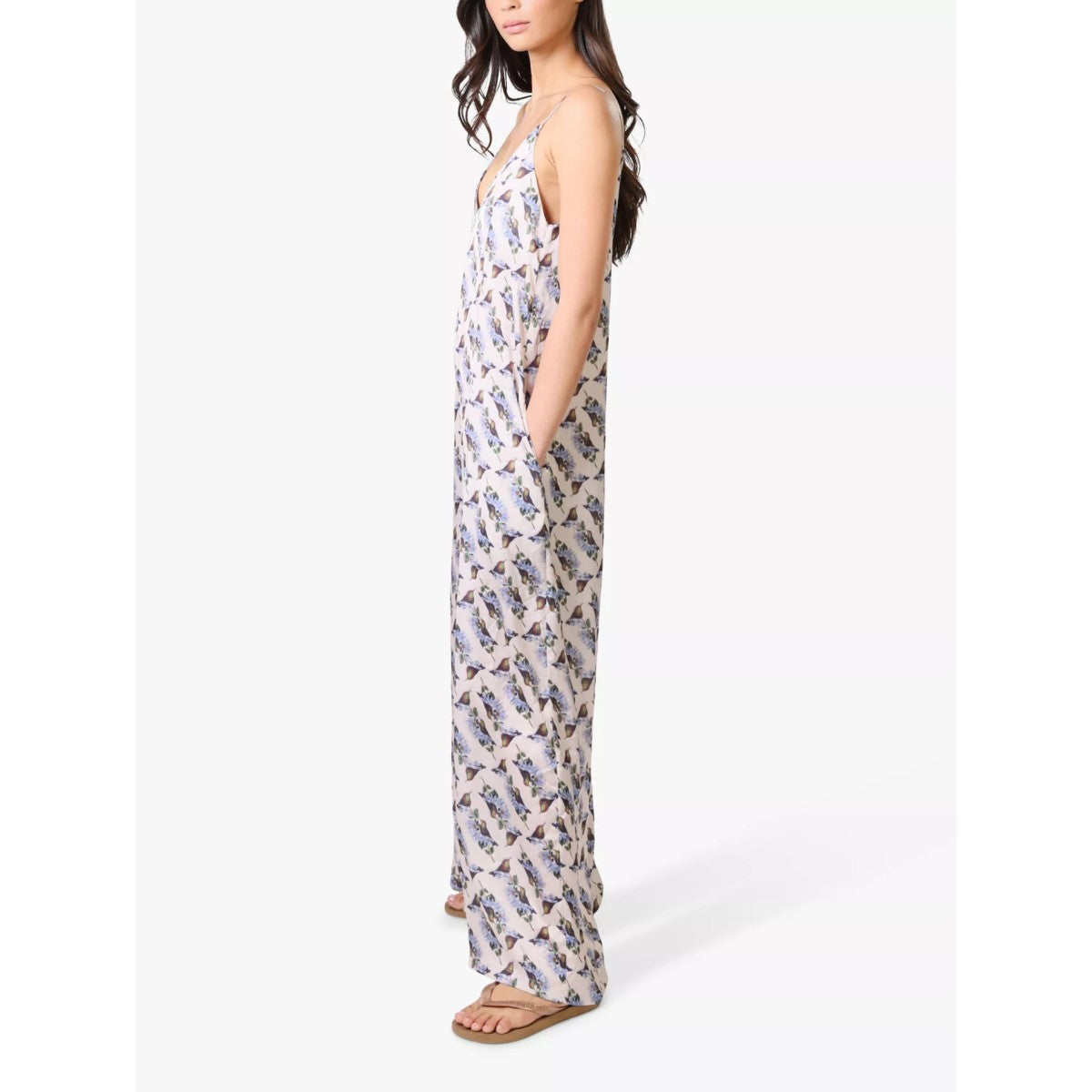 Traffic People Hummingbird Ithaca Floral Jumpsuit In Cream/Pink Floral
