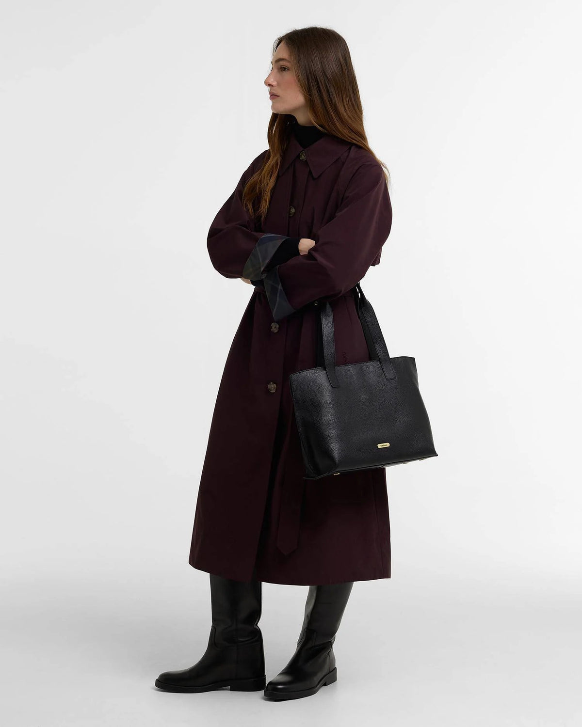 Barbour Alder Large Leather Tote Bag In Black LBA0548BK111