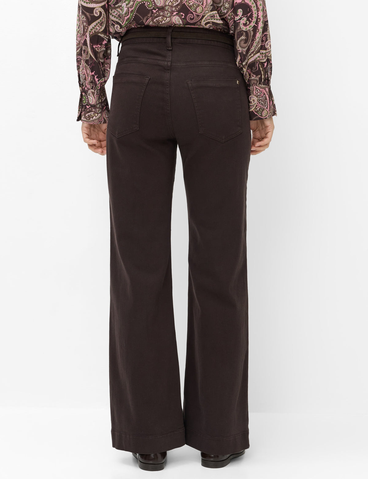 Brax Maine Wide-Leg Jeans in Dark Brown Denim 09-7173