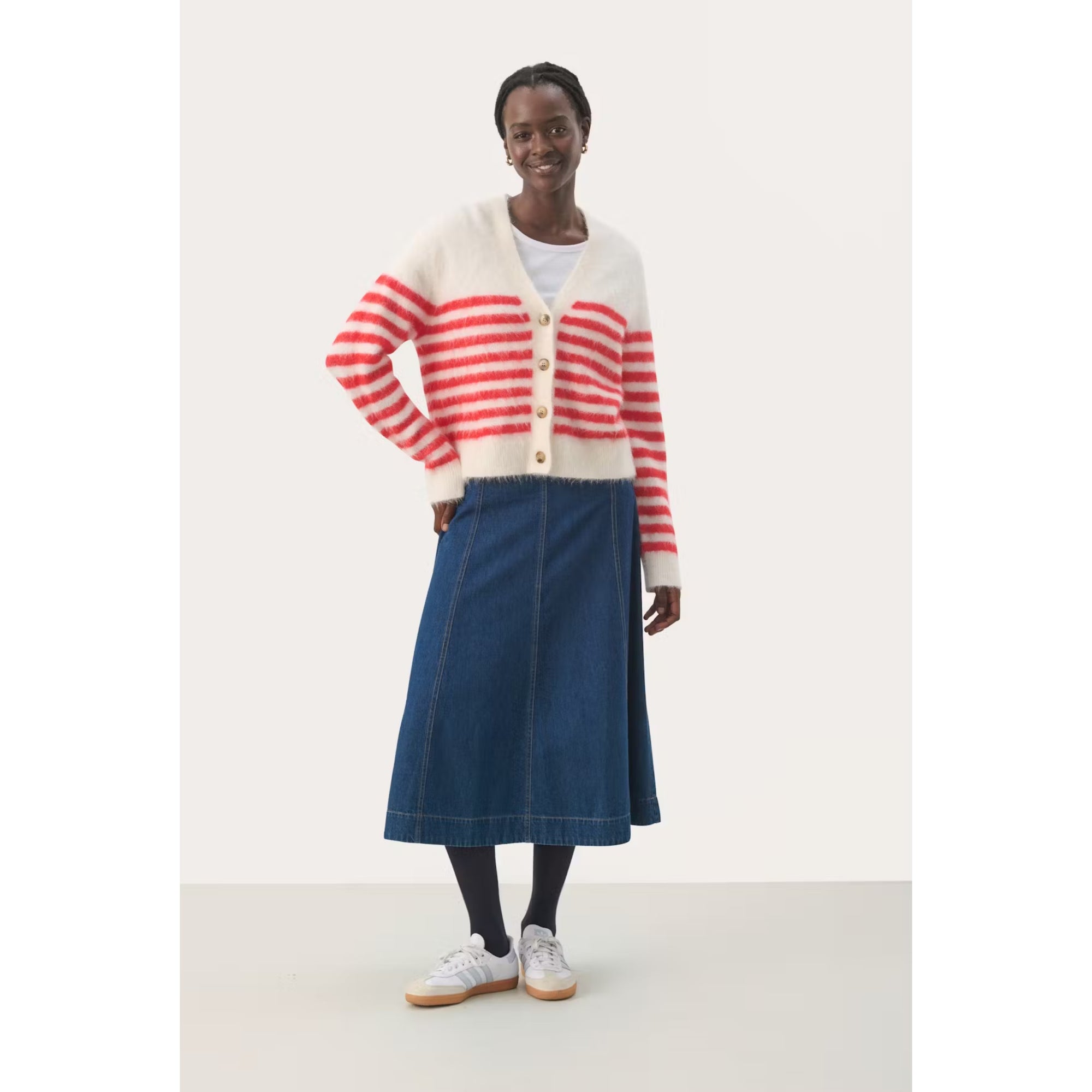 Part Two Pakize Cardigan in Mard Red Stripe 30309272