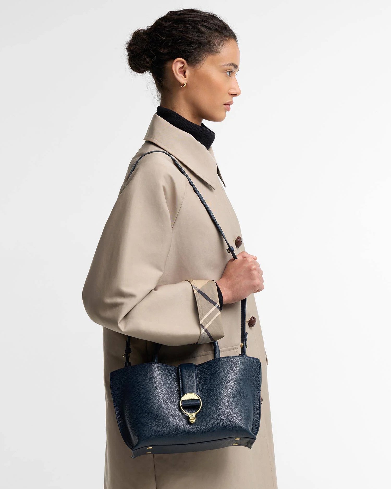 Barbour Alder Mini Leather Tote Bag In Navy LBA0547NY711