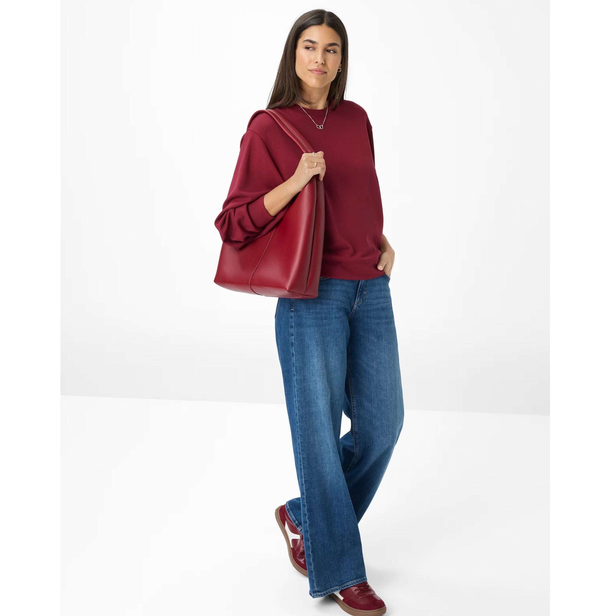Brax Beca Long Sleeve Sweatshirt in Canvas &amp; Mulberry