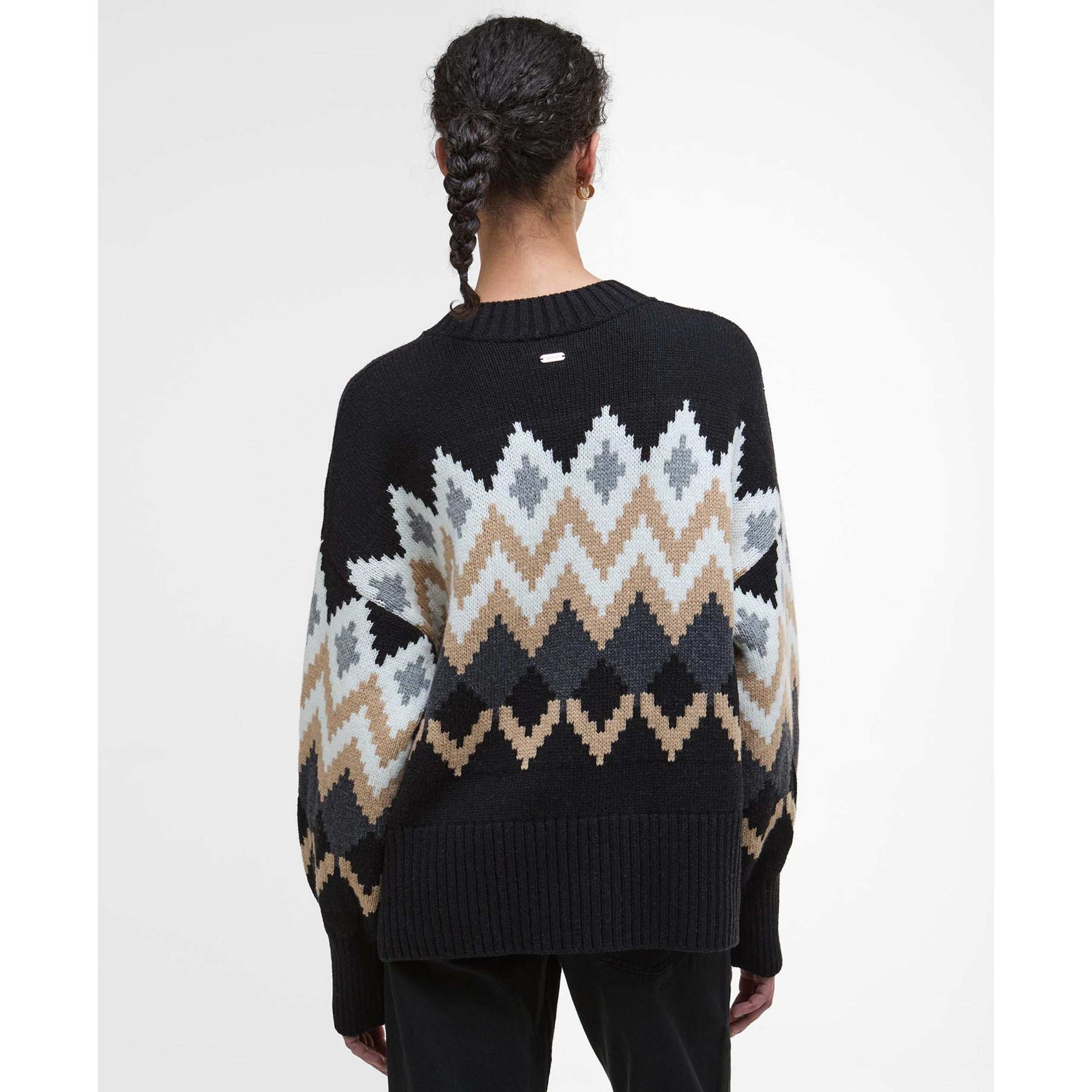 Barbour Cecilia Crew Neck Fair Isle Jumper In Black