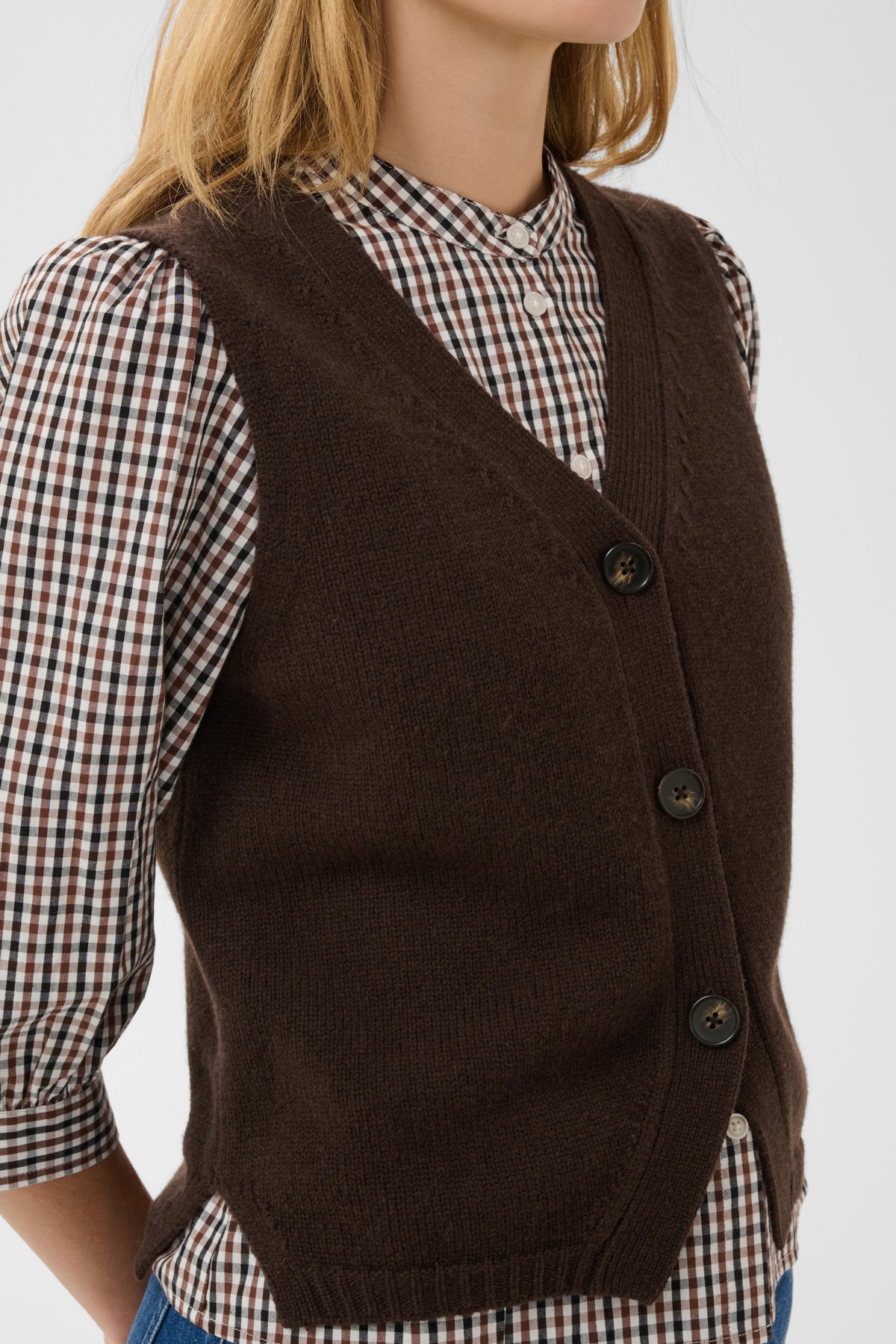 Part Two Sylva Waistcoat in Mole Brown 0052