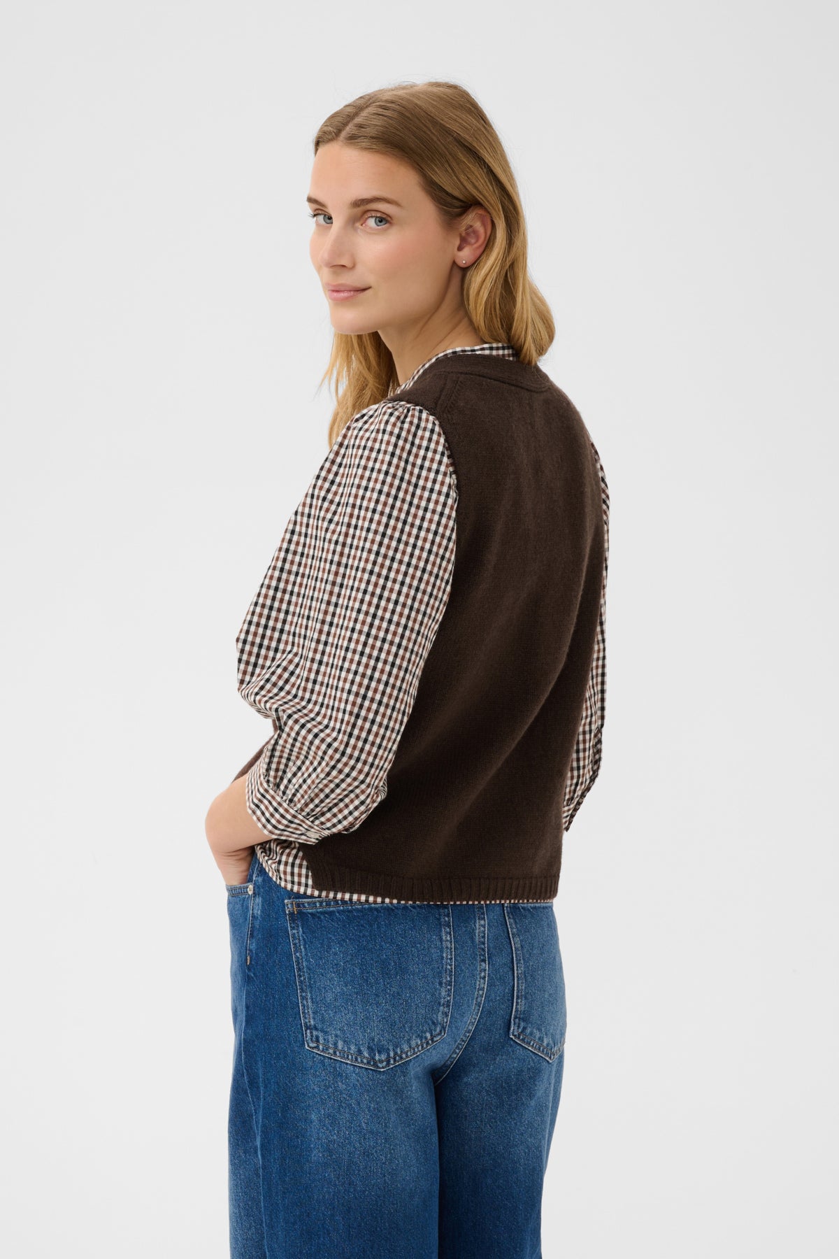 Part Two Sylva Waistcoat in Mole Brown 0052