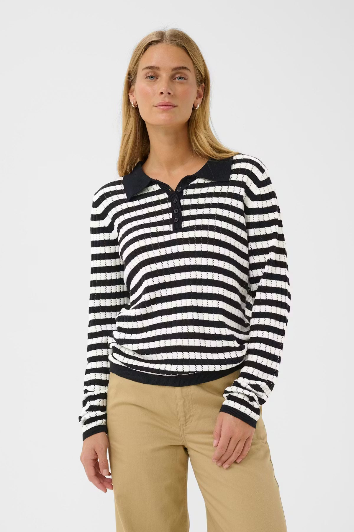 Part Two Zaria Knit Jumper In Dark Navy Stripe