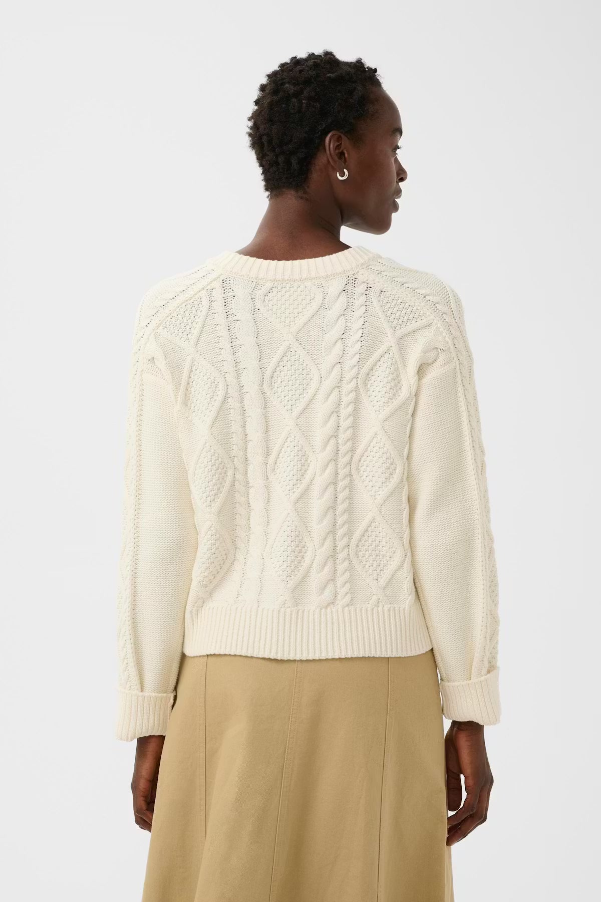 Part Two Zayra Cable Knit Cardigan In Whisper White