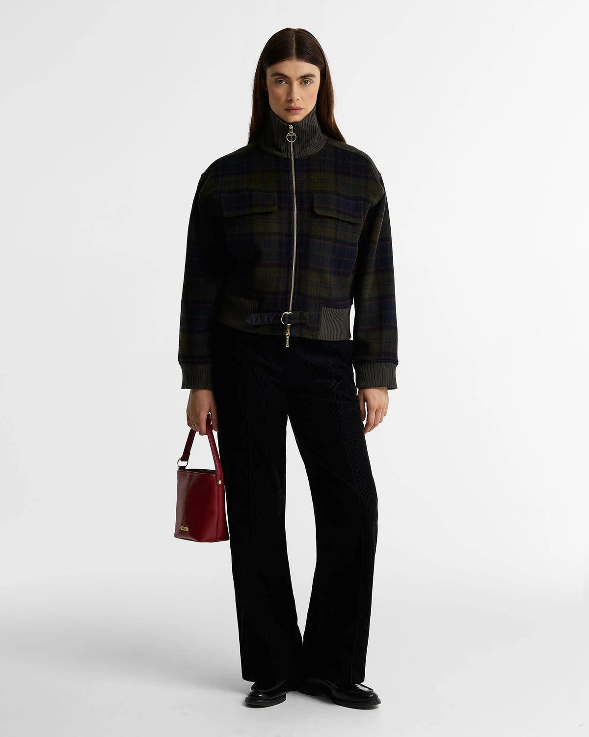 Barbour Cedar Mini Leather Bucket Bag In Red LBA0549RE911