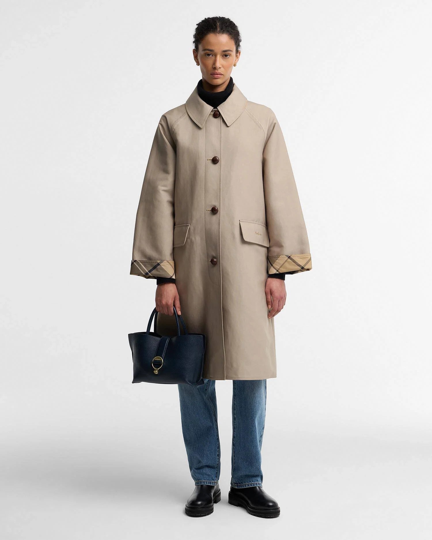 Barbour Alder Mini Leather Tote Bag In Navy LBA0547NY711