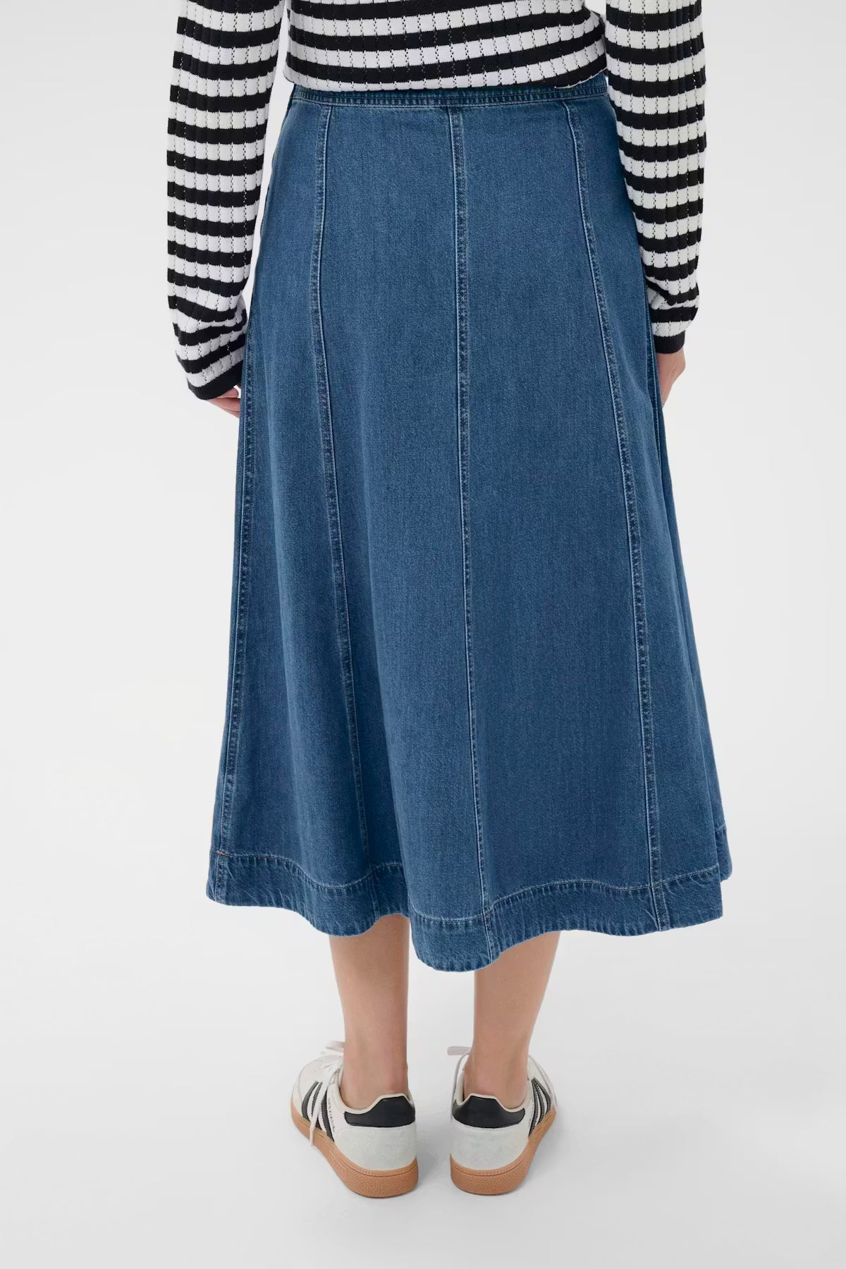 Part Two Petrina A-Line Denim Skirt In Medium Blue Denim