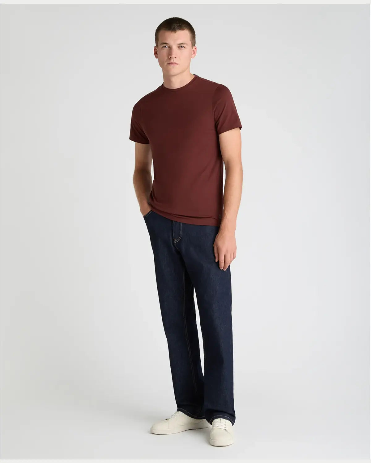 Remus Uomo Soft Stretch Tapered Fit T-Shirt in Dark Red