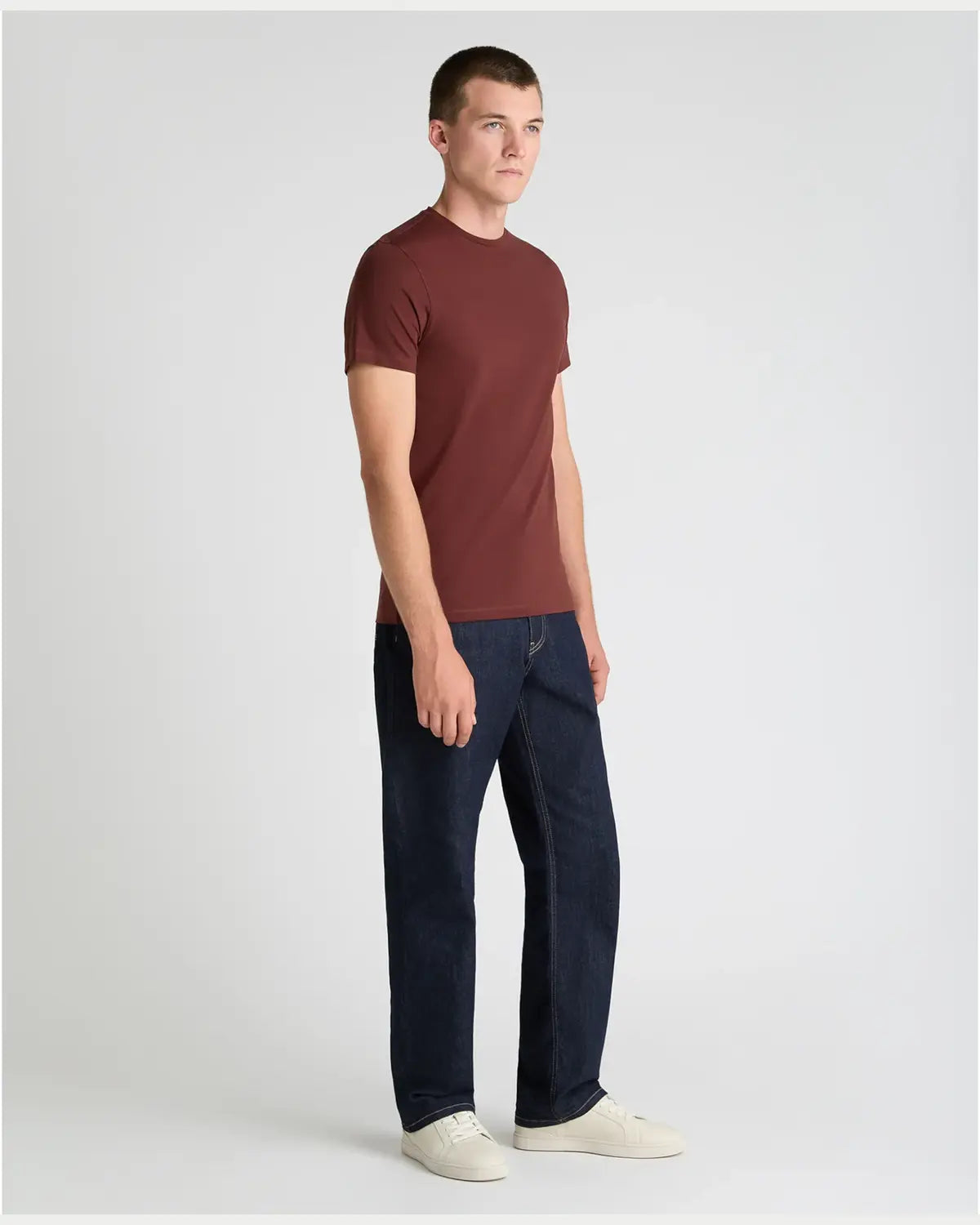 Remus Uomo Soft Stretch Tapered Fit T-Shirt in Dark Red