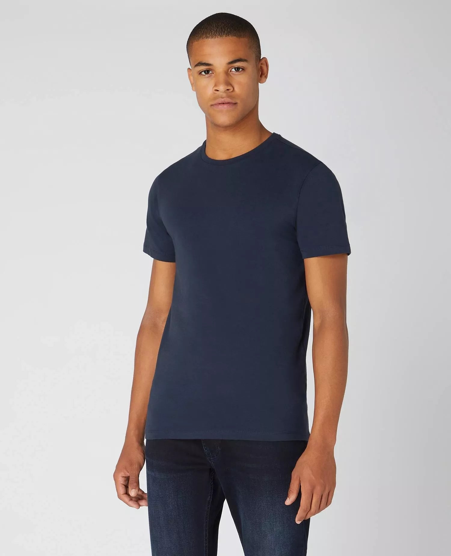Remus Uomo Soft Stretch Tapered Fit T-Shirt in Navy