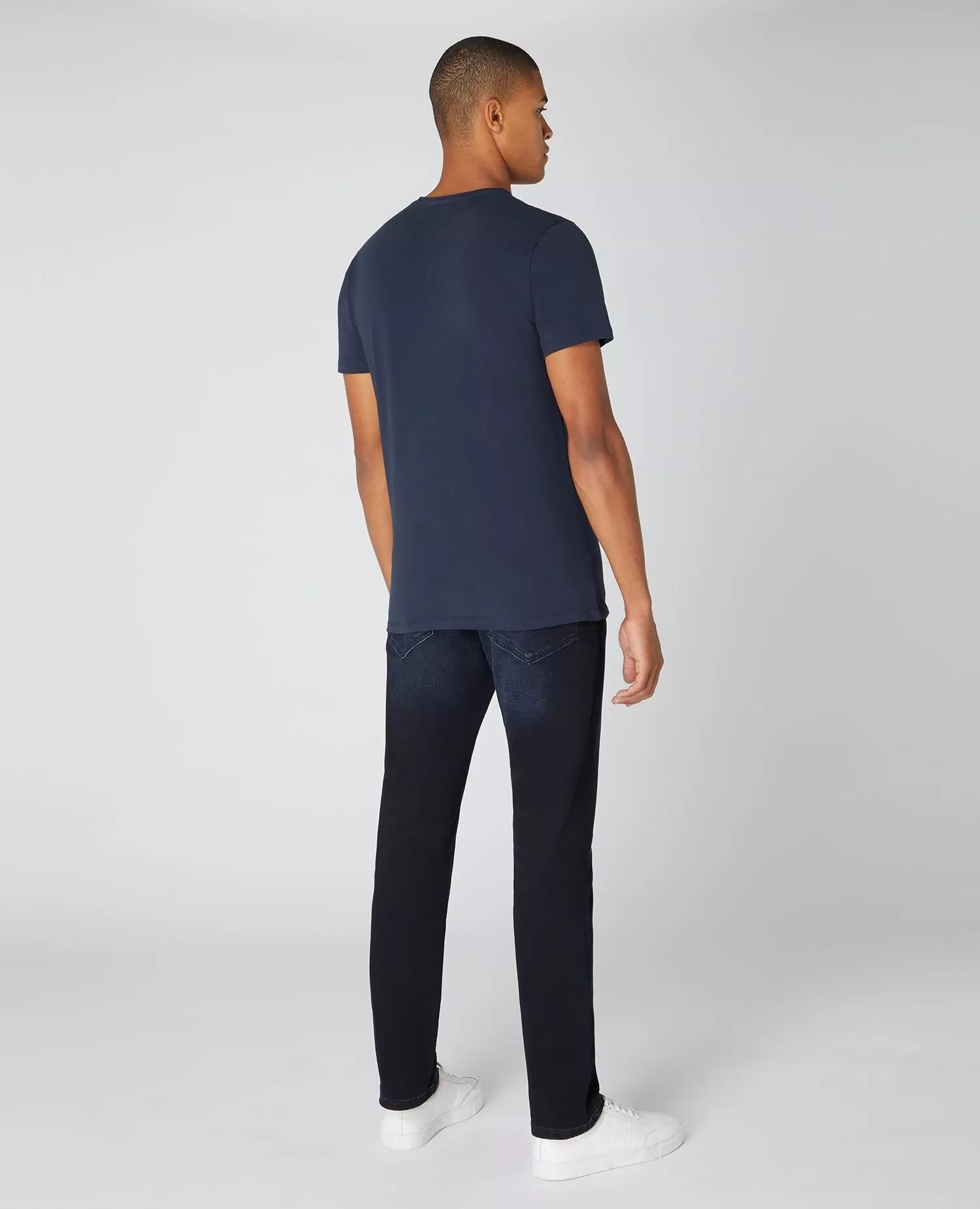 Remus Uomo Soft Stretch Tapered Fit T-Shirt in Navy