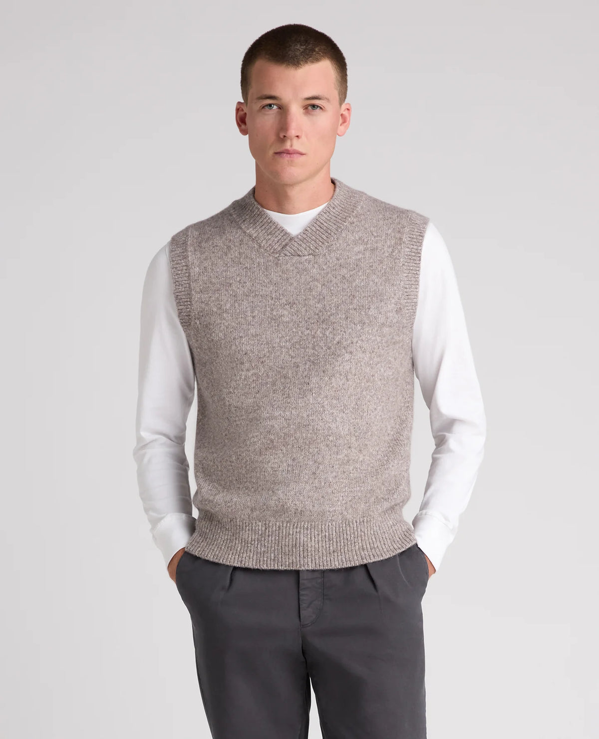 Remus Uomo Stone Wool Rich Knitted Vest