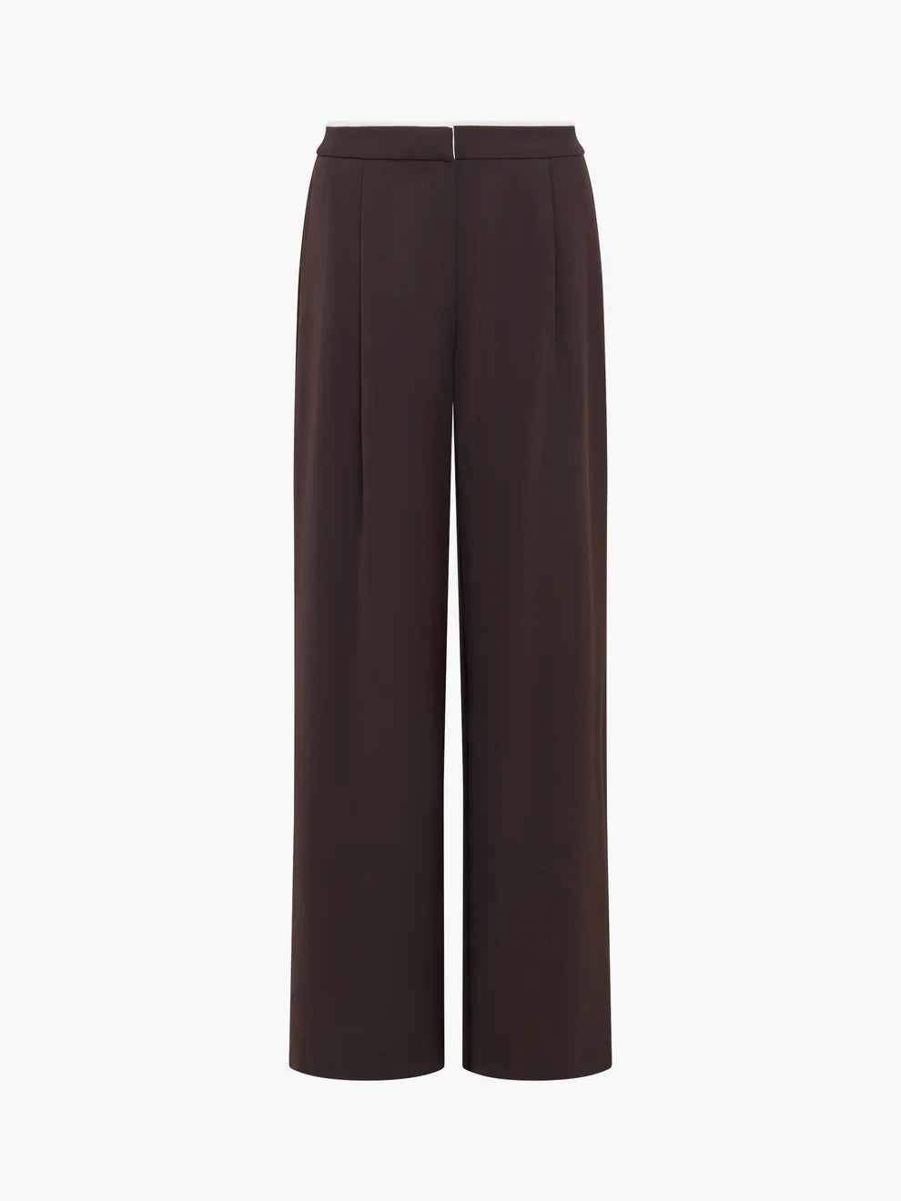 French Connection Vinnie Wide Leg Trouser In Mocha Brown/Porcelain Cream 0030
