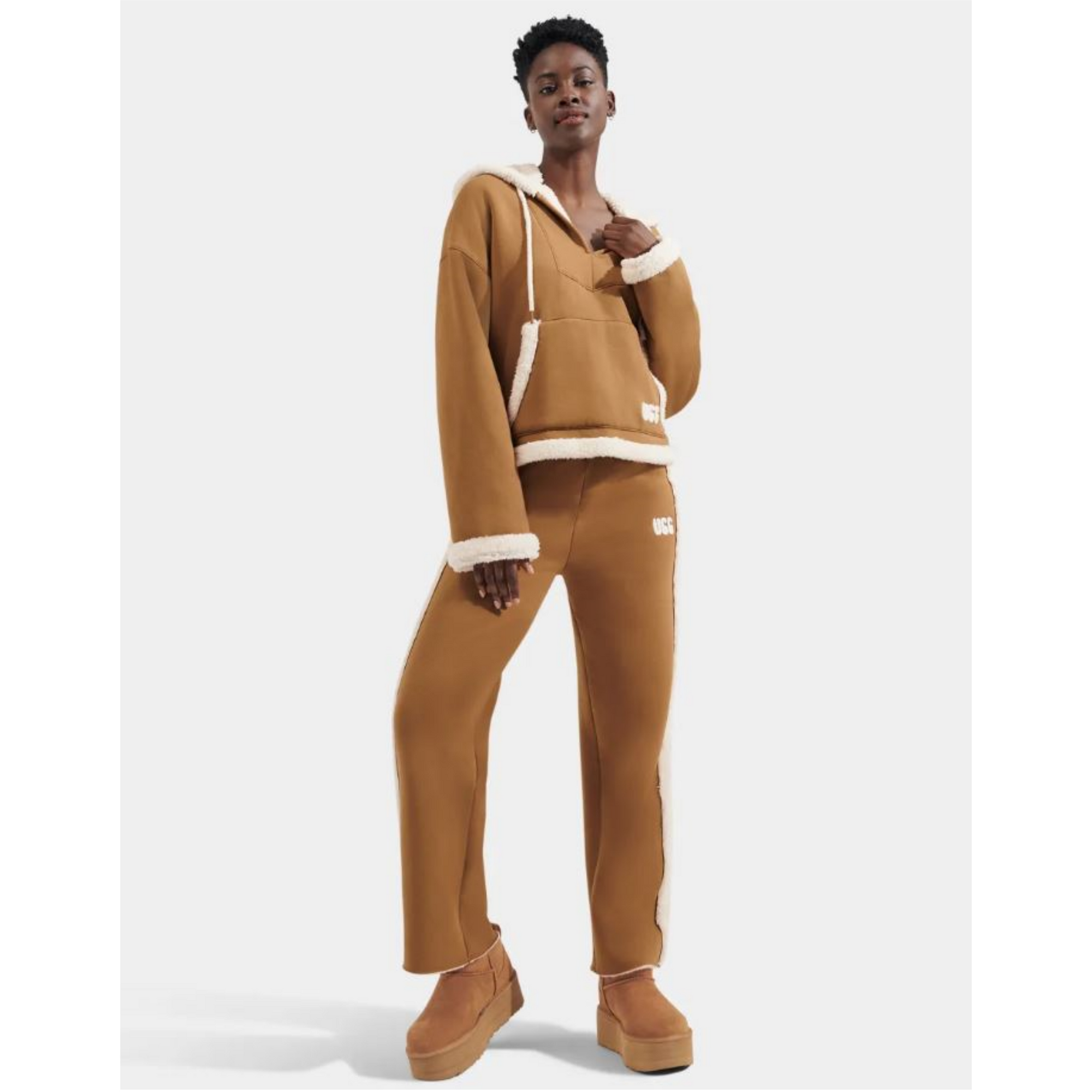 UGG® Sharonn Bonded Fleece Pullover Hoodie In Chestnut 1144457