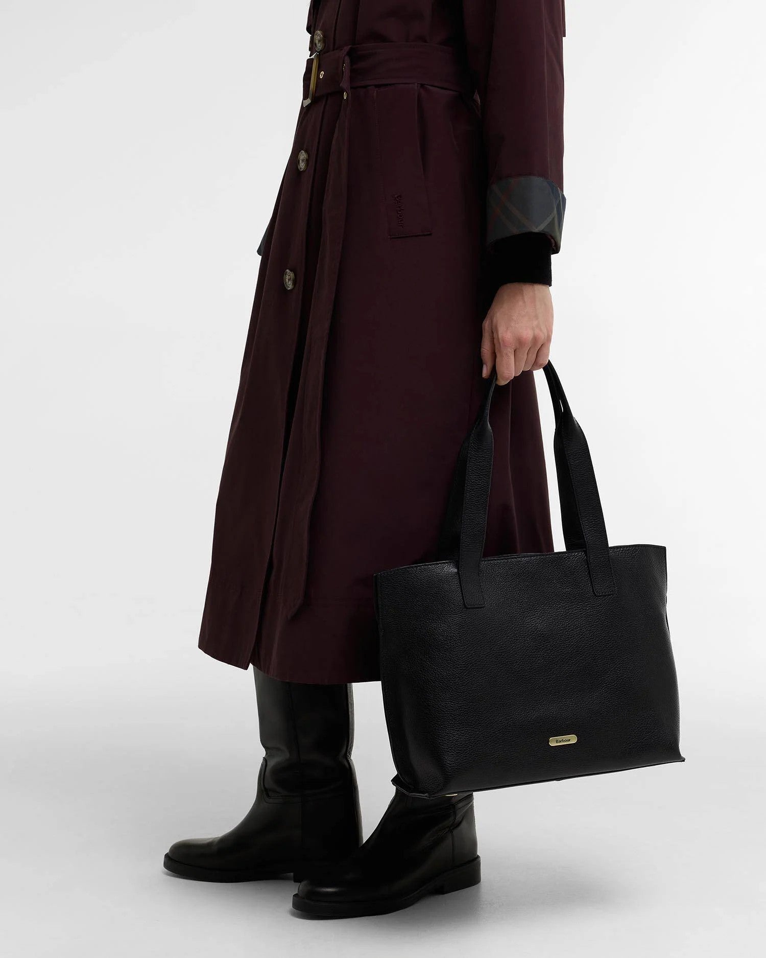 Barbour Alder Large Leather Tote Bag In Black LBA0548BK111