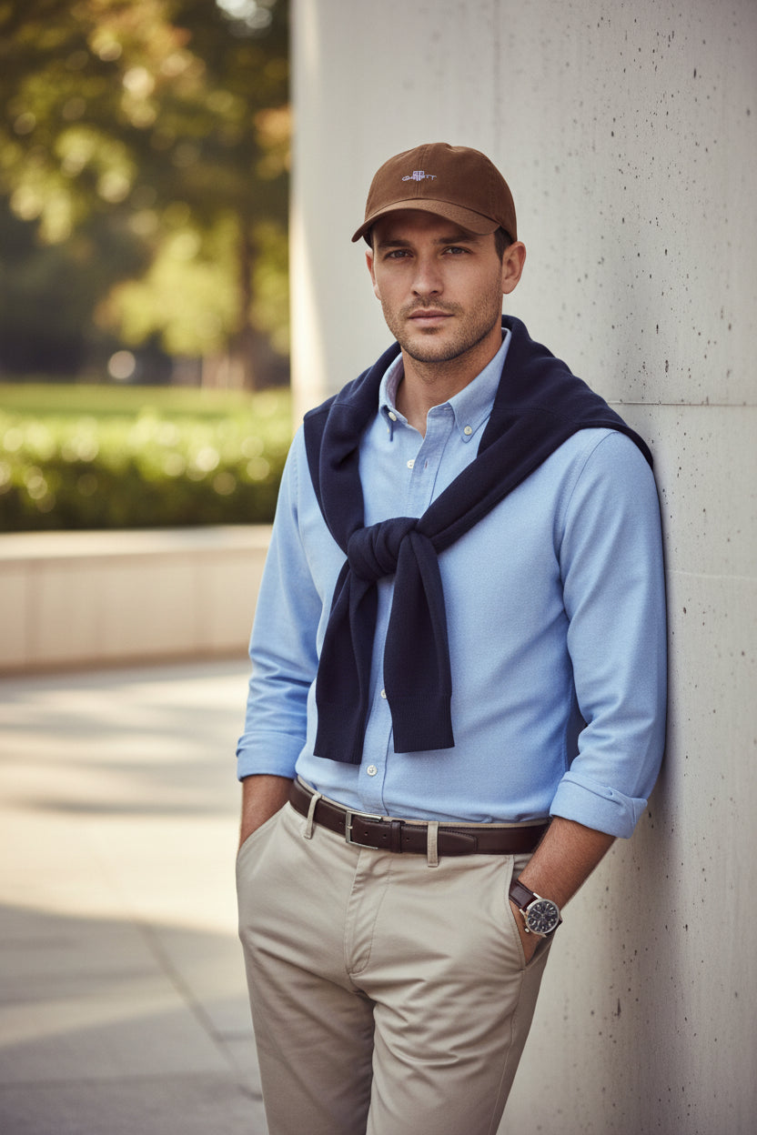 GANT Shield Cotton Twill Cap in Mahogany Brown