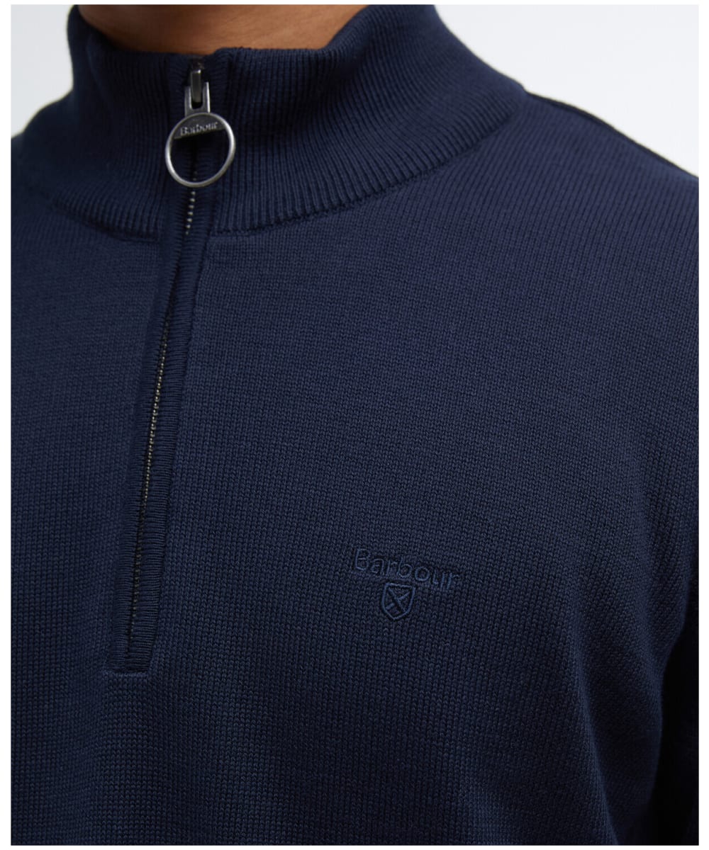 Barbour Cotton Half Zip Sweater in Navy MKN1074
