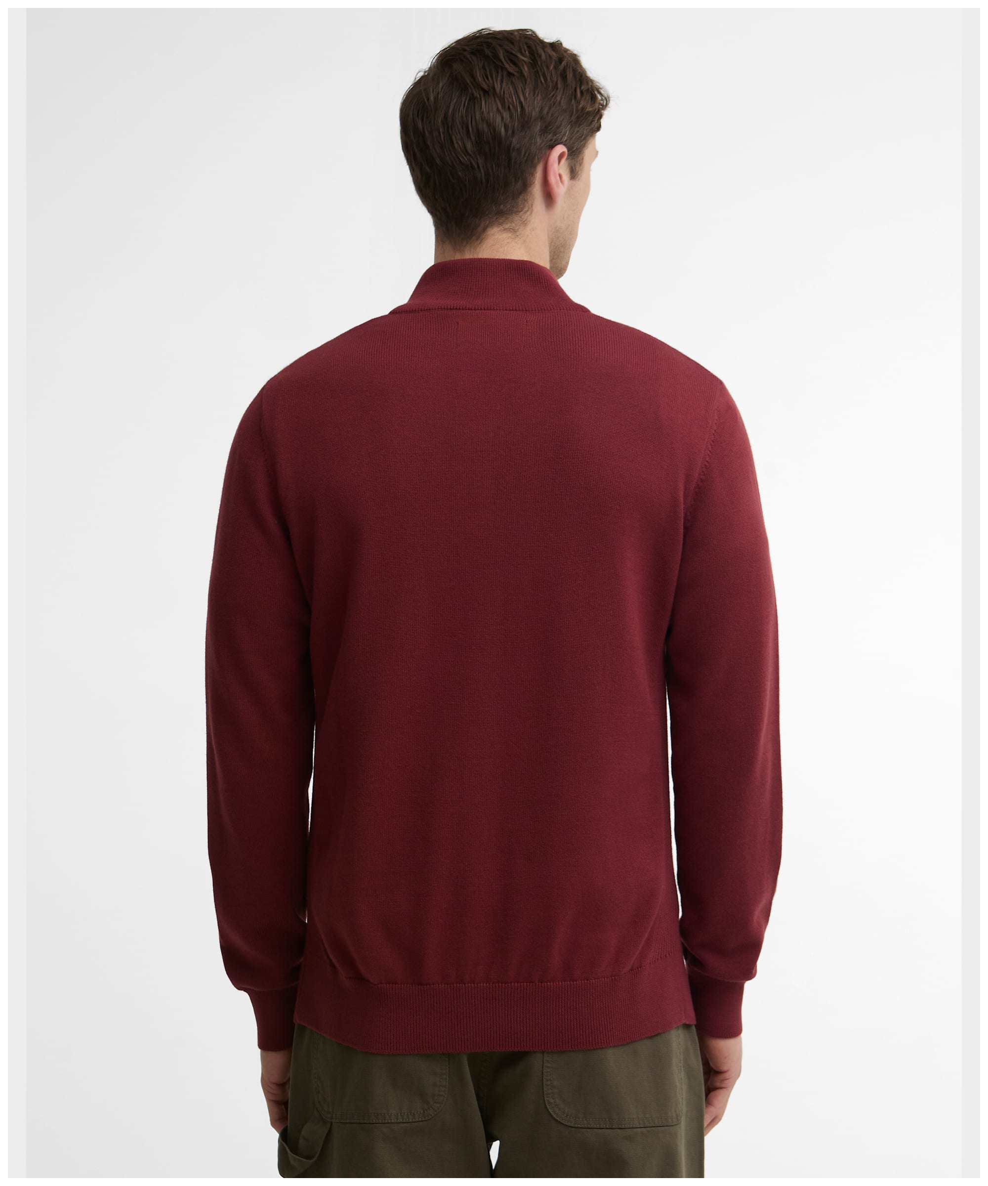 Barbour Cotton Half Zip Sweater in Russet MKN1074