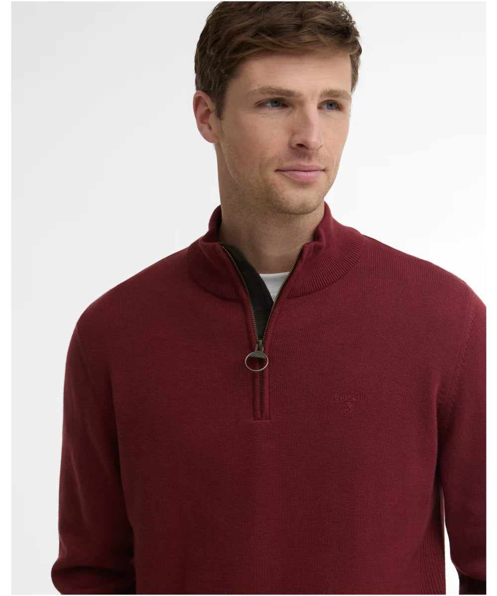 Barbour Cotton Half Zip Sweater in Russet MKN1074
