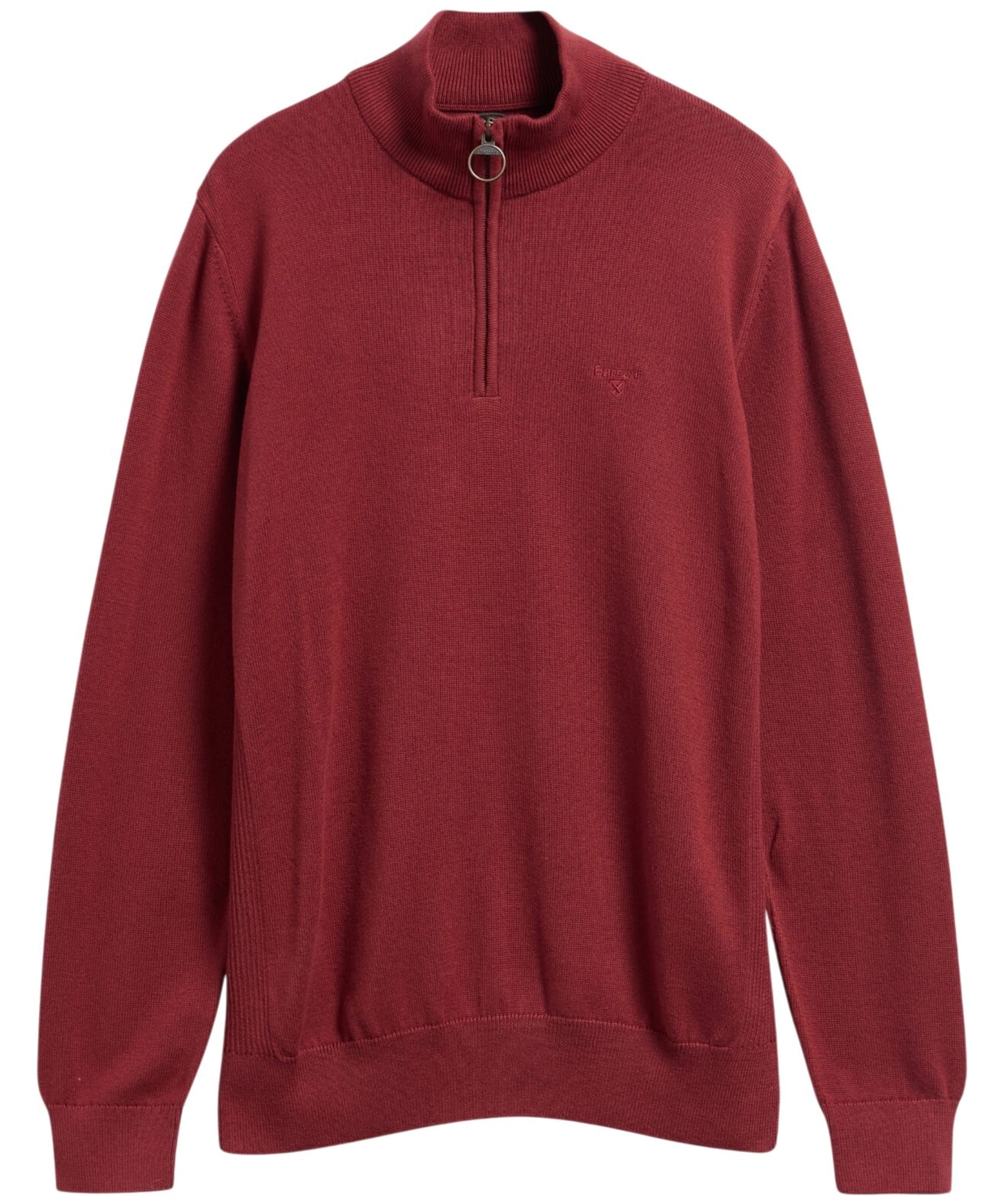 Barbour Cotton Half Zip Sweater in Russet MKN1074