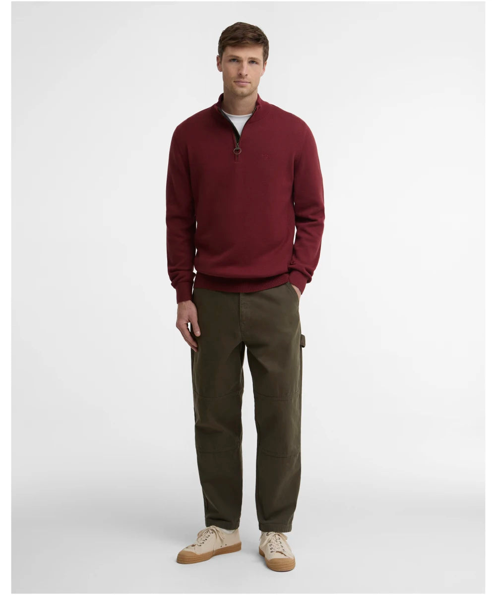 Barbour Cotton Half Zip Sweater in Russet MKN1074