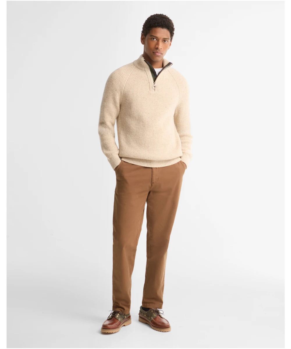 Barbour Essentials Fleck Half Zip Jumper in Pearl