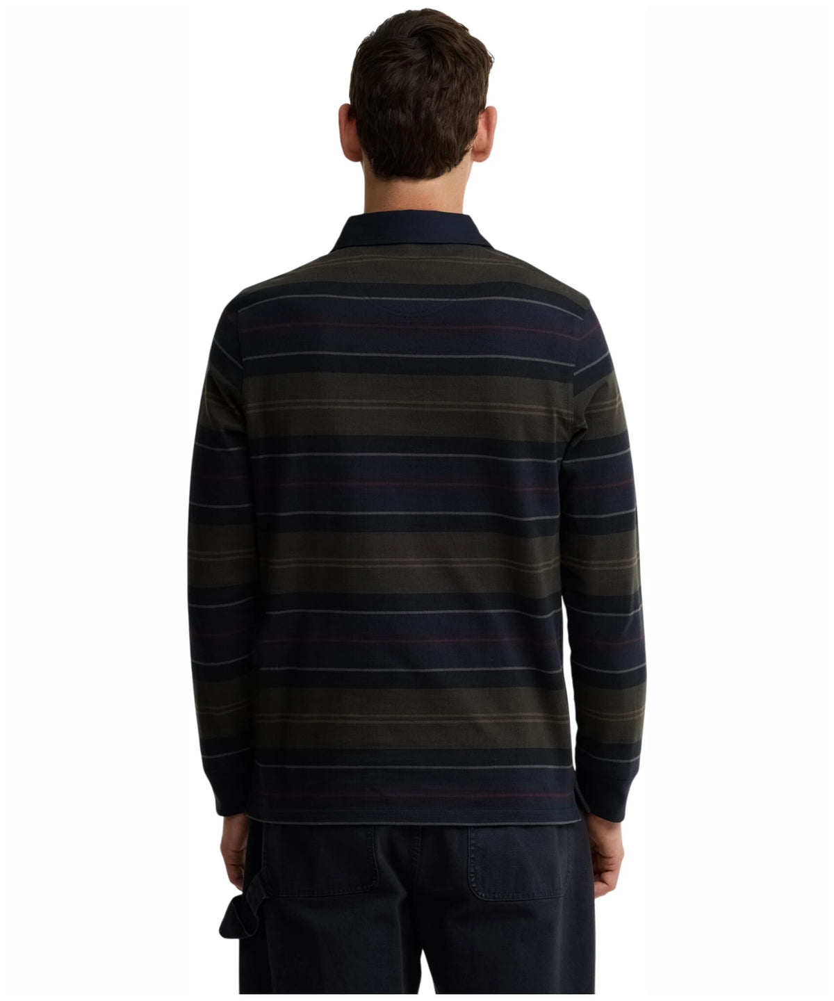 Barbour Frith Tartan Stripe Rugby Shirt in Navy