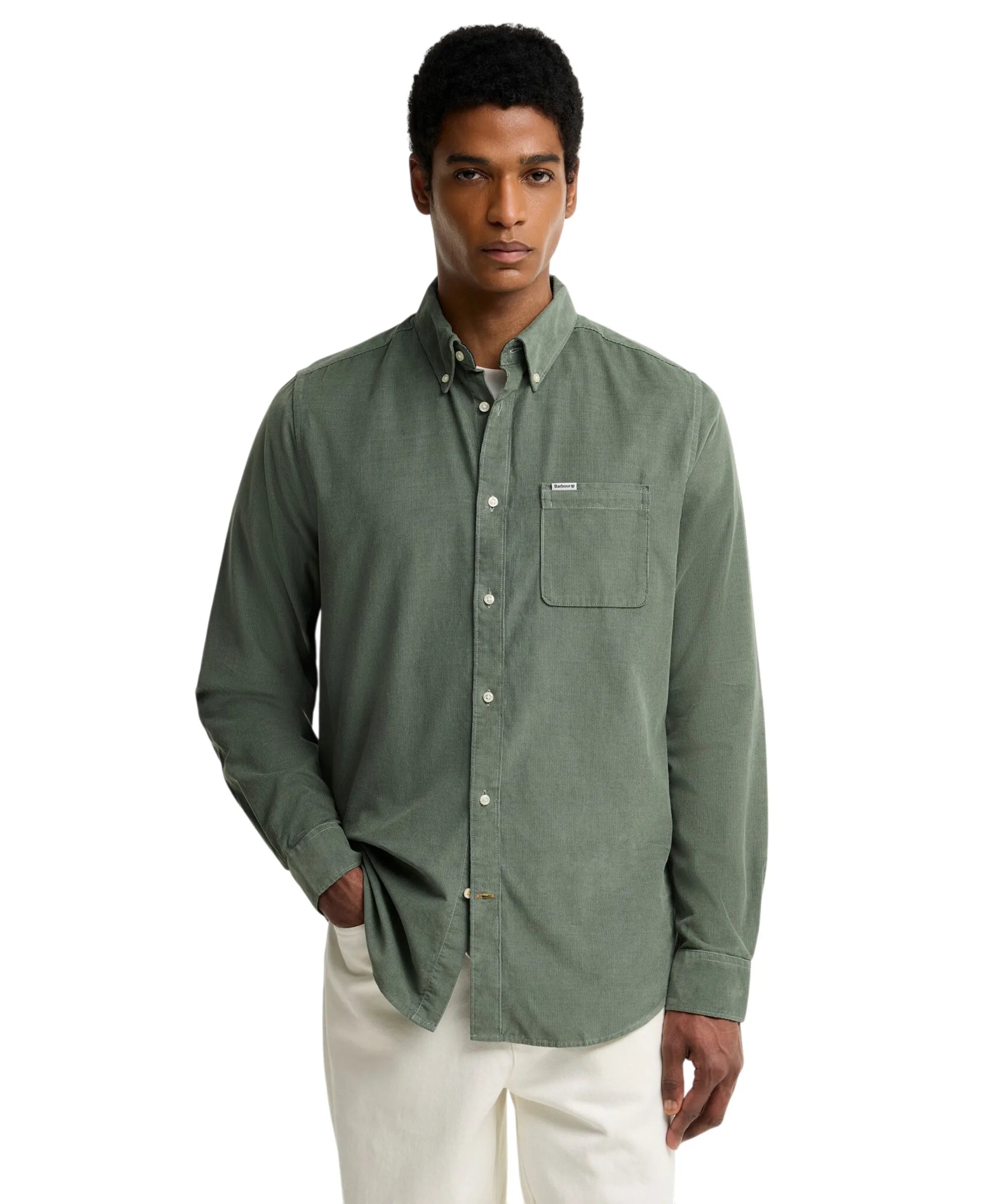Barbour Ramsey Micro Cord Shirt in Agave Green MSH5001GN49
