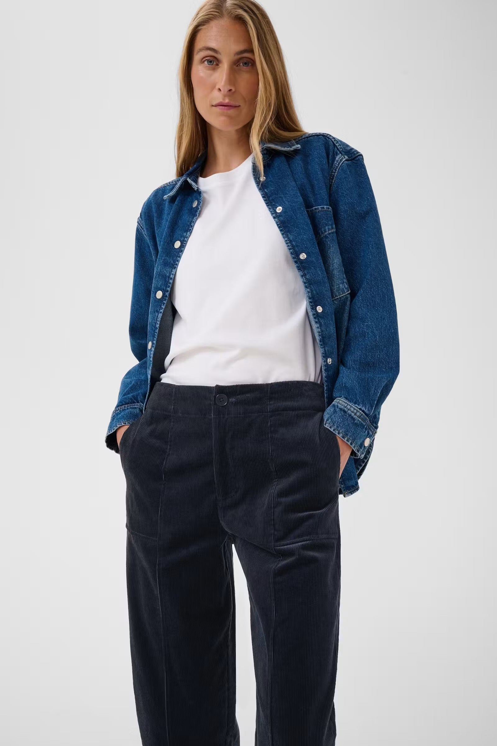 Part Two Netta Corduroy Trousers In Dark Navy 30310895
