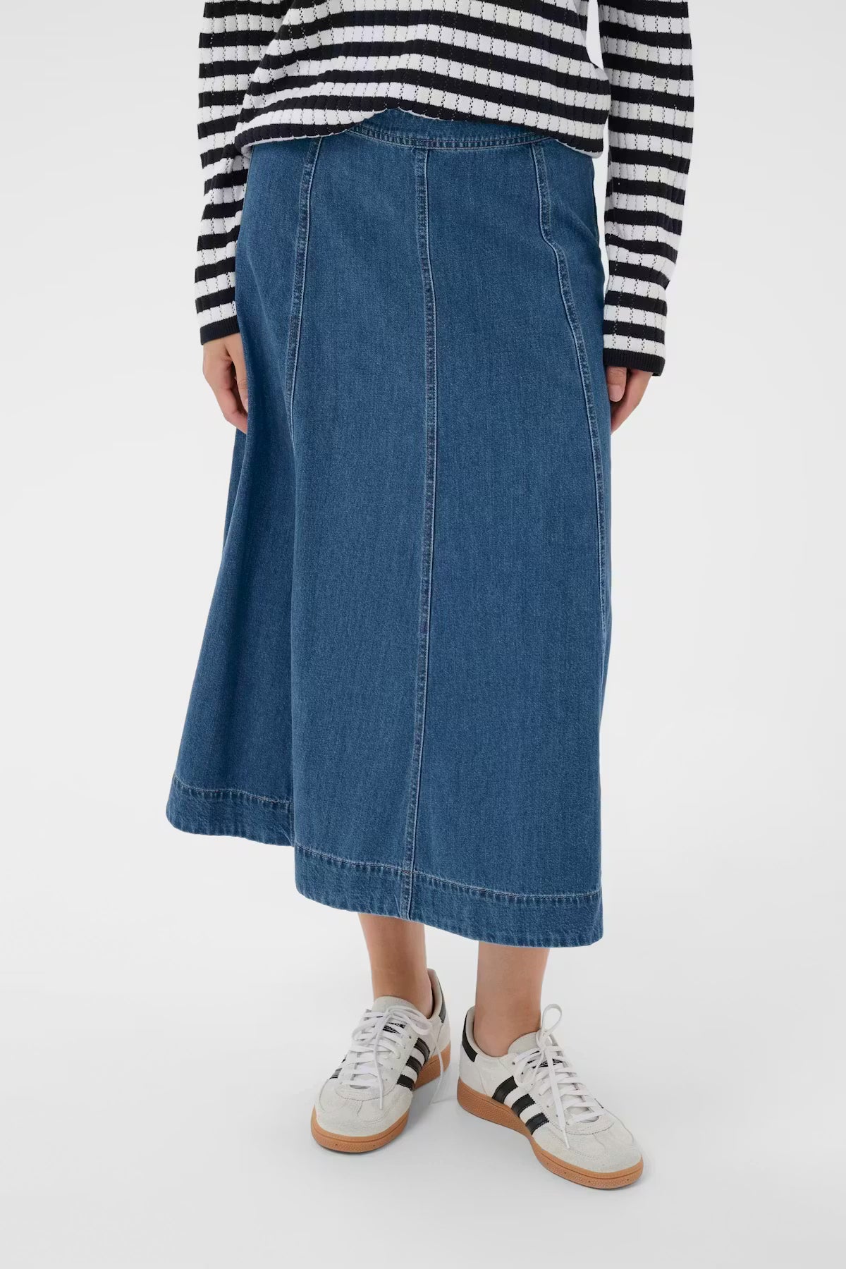 Part Two Petrina A-Line Denim Skirt In Medium Blue Denim