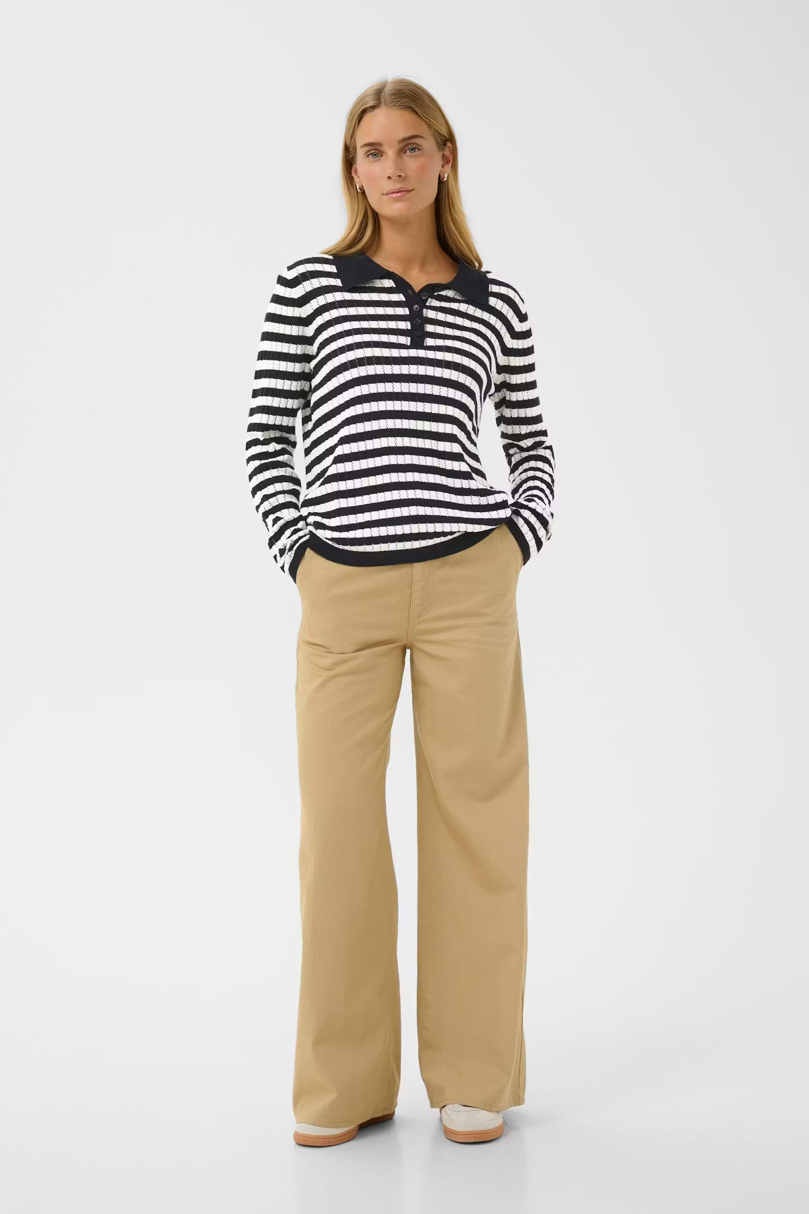 Part Two Zaria Knit Jumper In Dark Navy Stripe