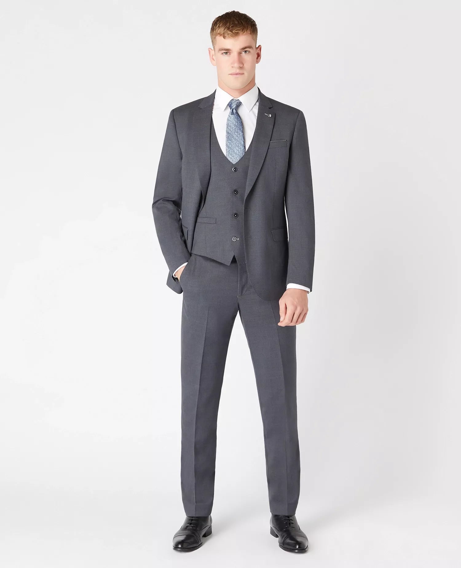 Remus Uomo Slim Fit Dark Grey Lucian Mix + Match Suit Waistcoat 51184