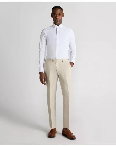 Remus Uomo Peppe Tapered Fit Linen-Blend Suit Trousers in Light Sand 72271