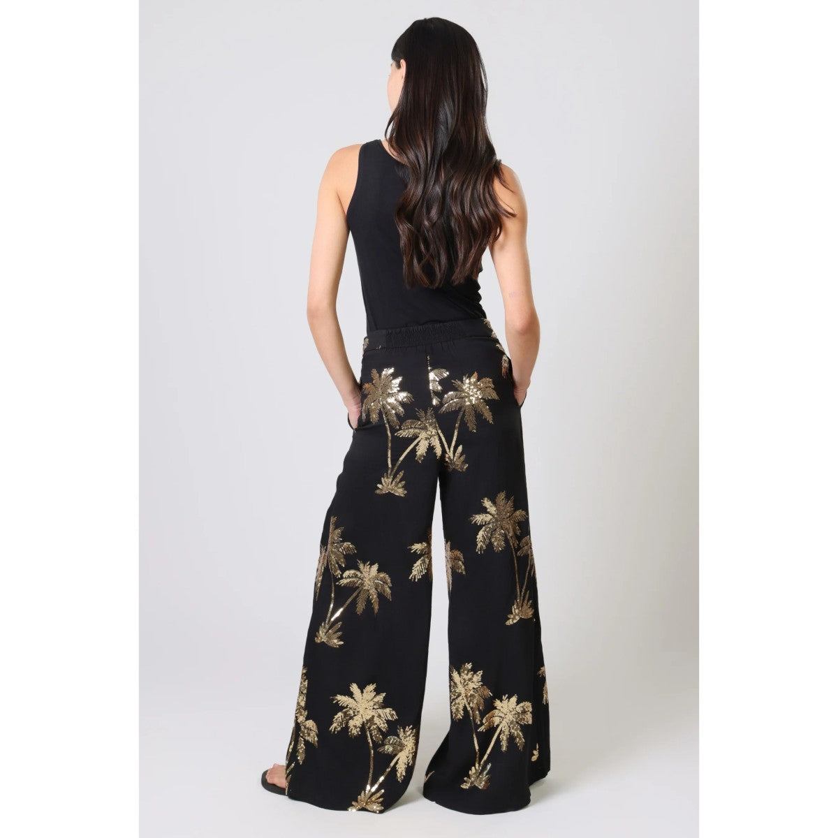 Traffic People Palms Of Gold Rene Sequin Trousers In Black