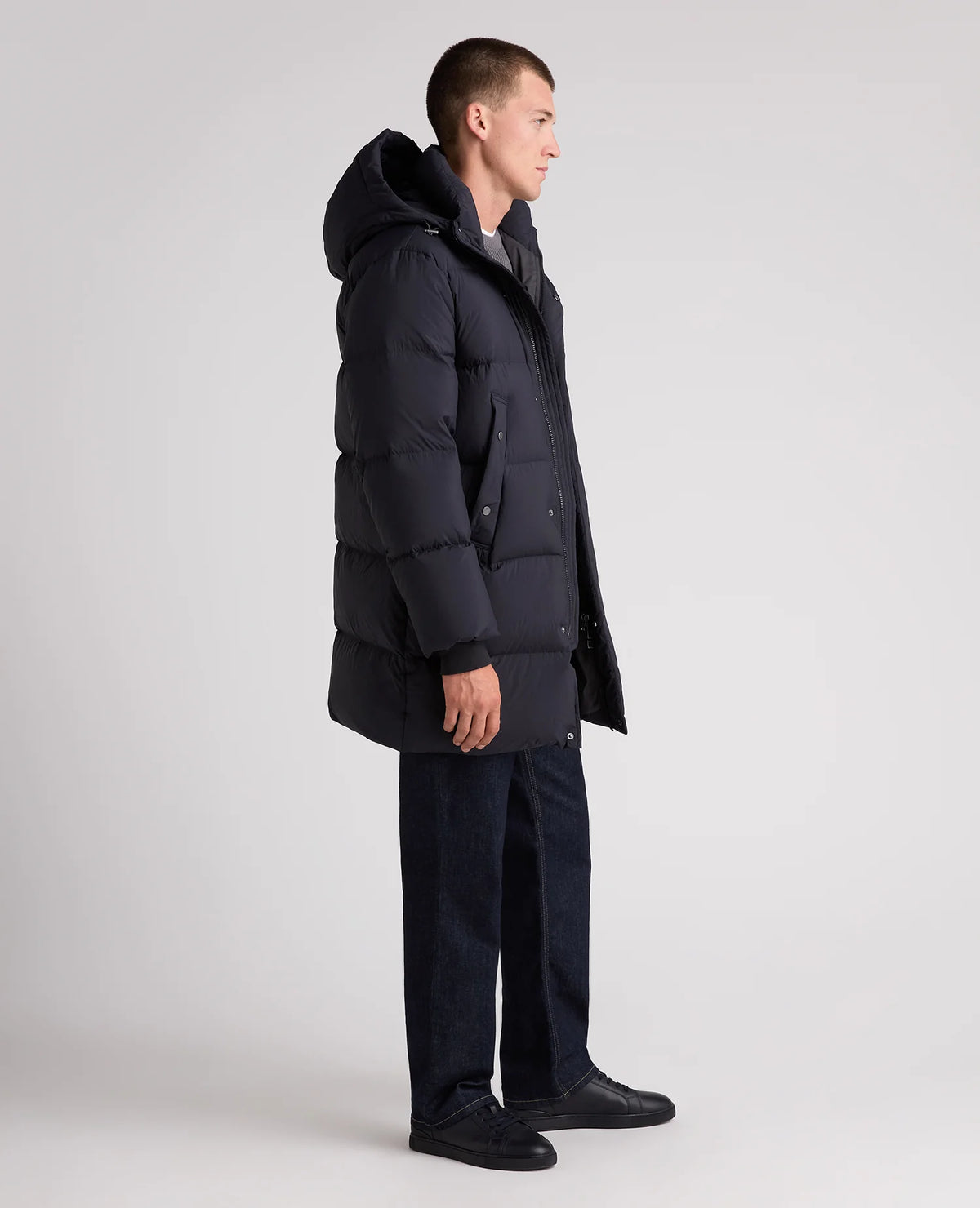 Remus Uomo Navy Tate Quilted Parka Coat with Re:Down in Navy