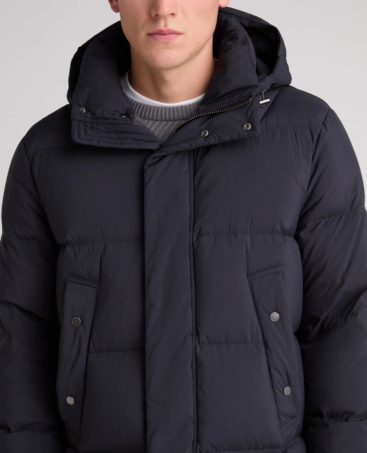 Remus Uomo Navy Tate Quilted Parka Coat with Re:Down in Navy