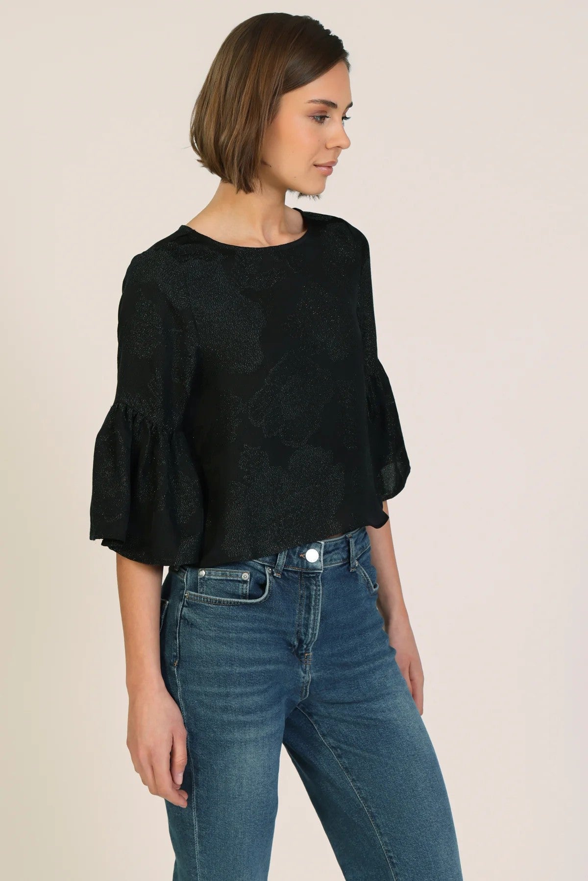 Traffic People What Hides Within Truce Shimmer Top In Black