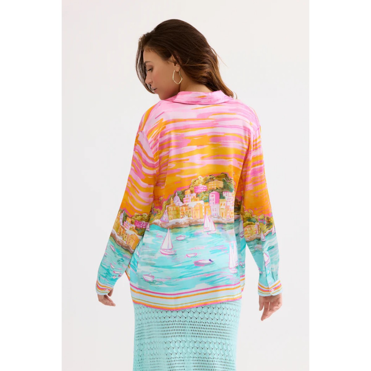 LEO &amp; UGO Landspe Print Shirt In Pink Multi
