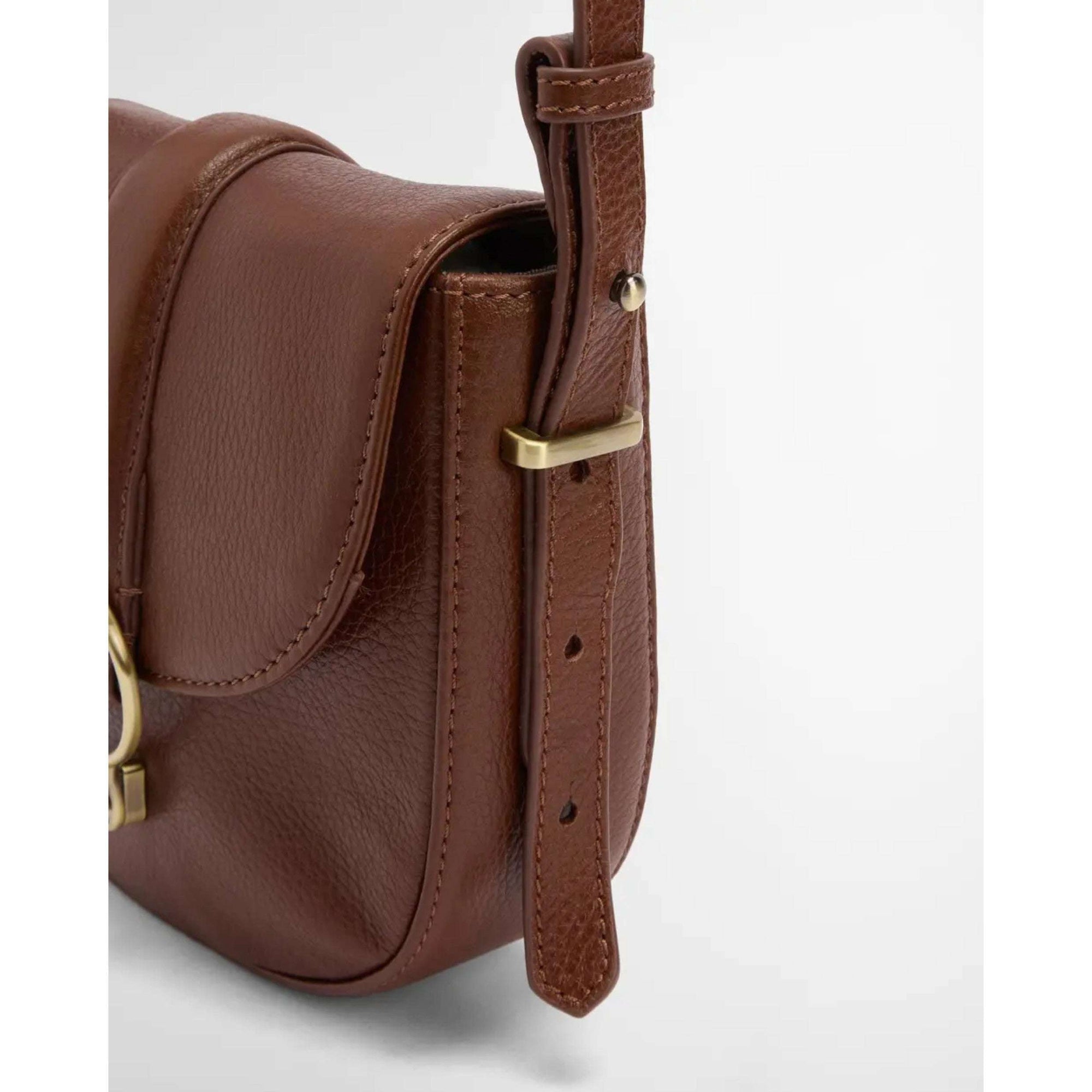 Barbour Elm Leather Crossbody Saddle Bag - Brown